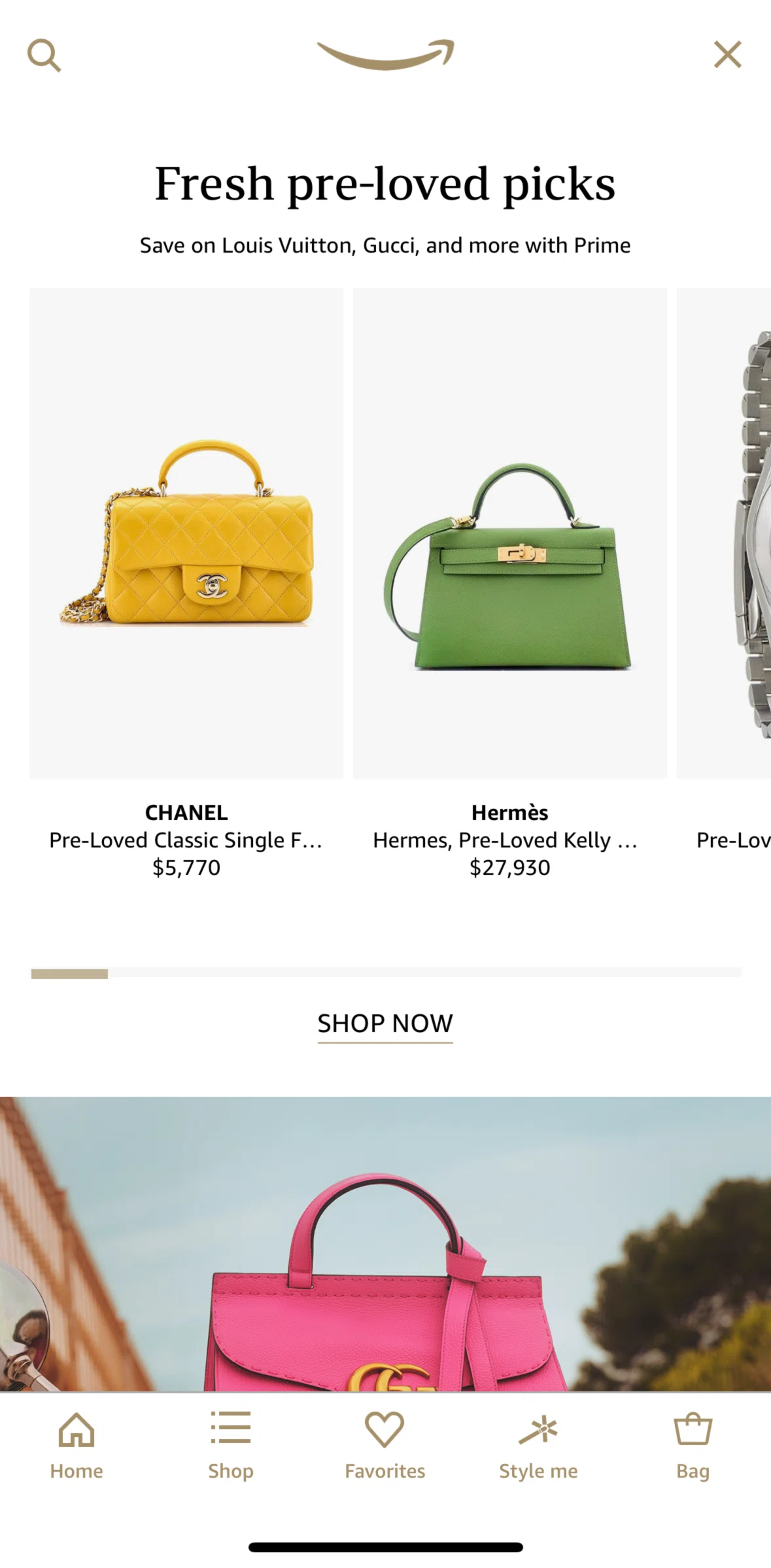 Amazon Shopping Screen screen in the Product detail (Luxury Stores) flow