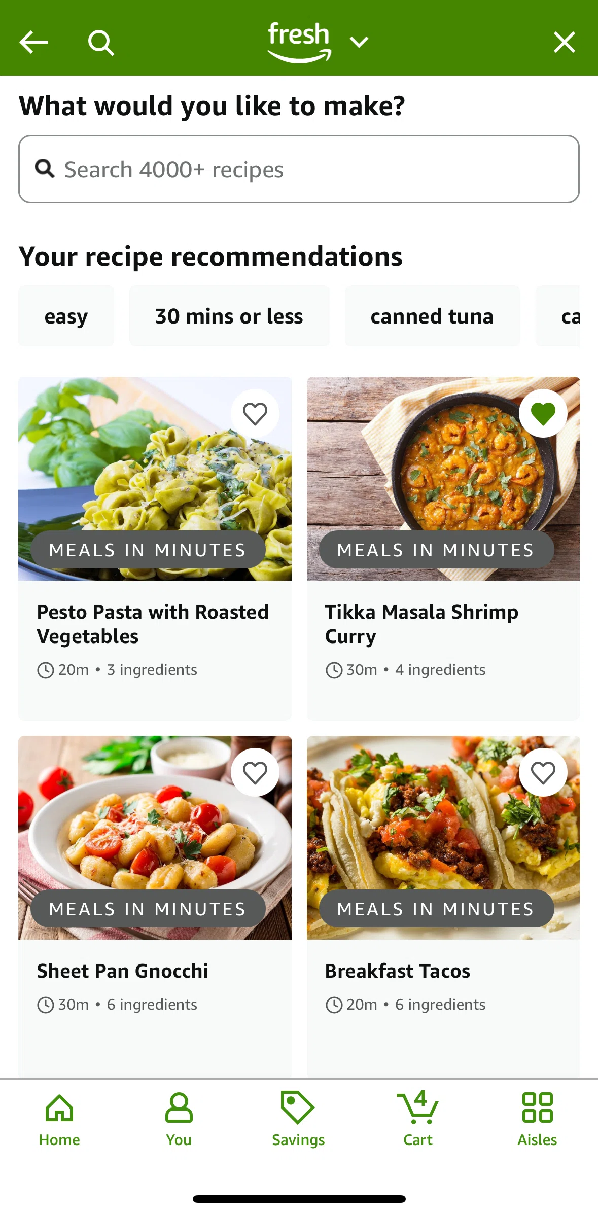 Amazon Shopping Screen screen in the Recipe detail flow