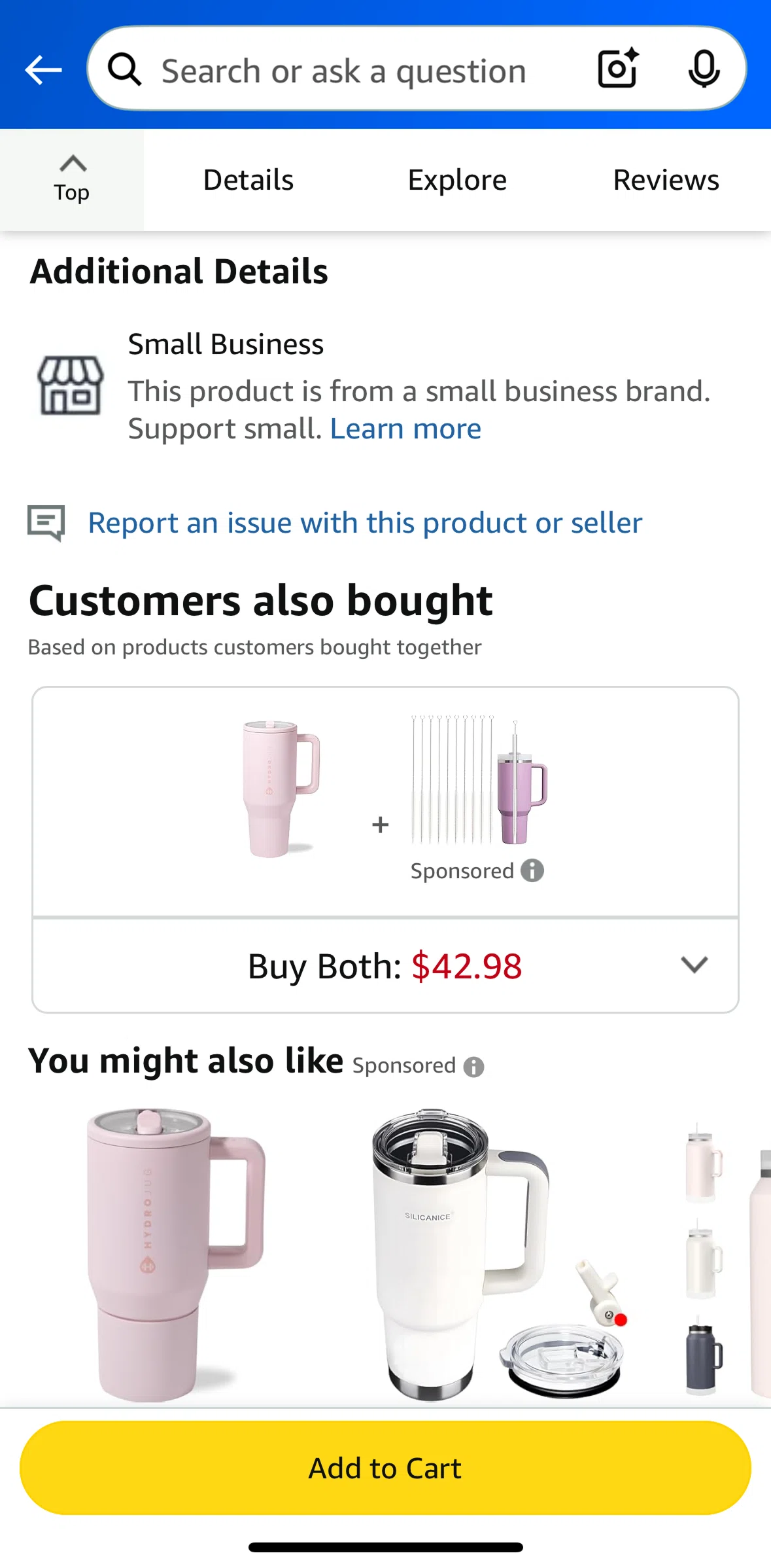 Amazon Shopping Screen screen in the Reporting an issue flow