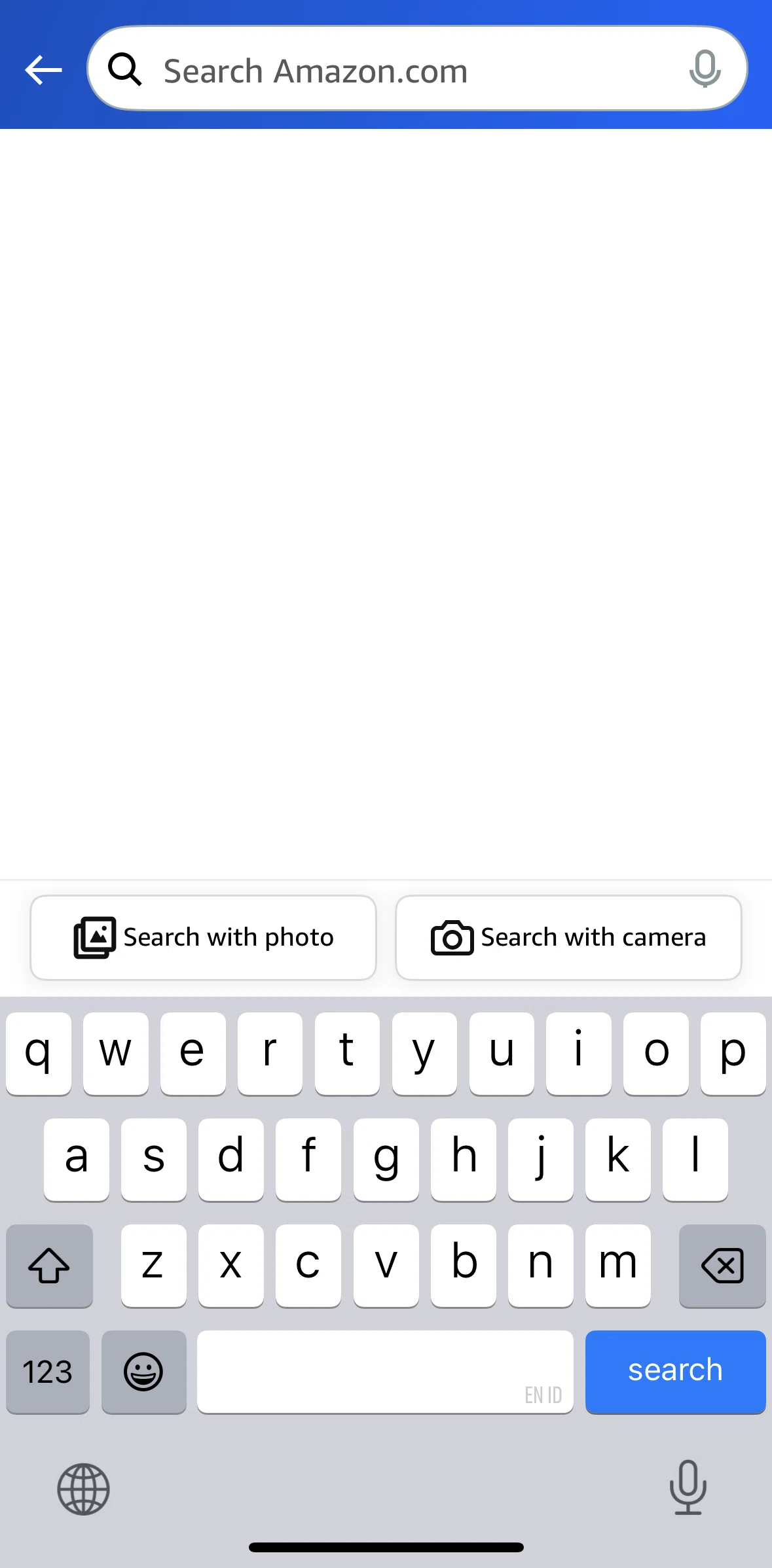 Amazon Shopping Screen screen in the Search with photo flow