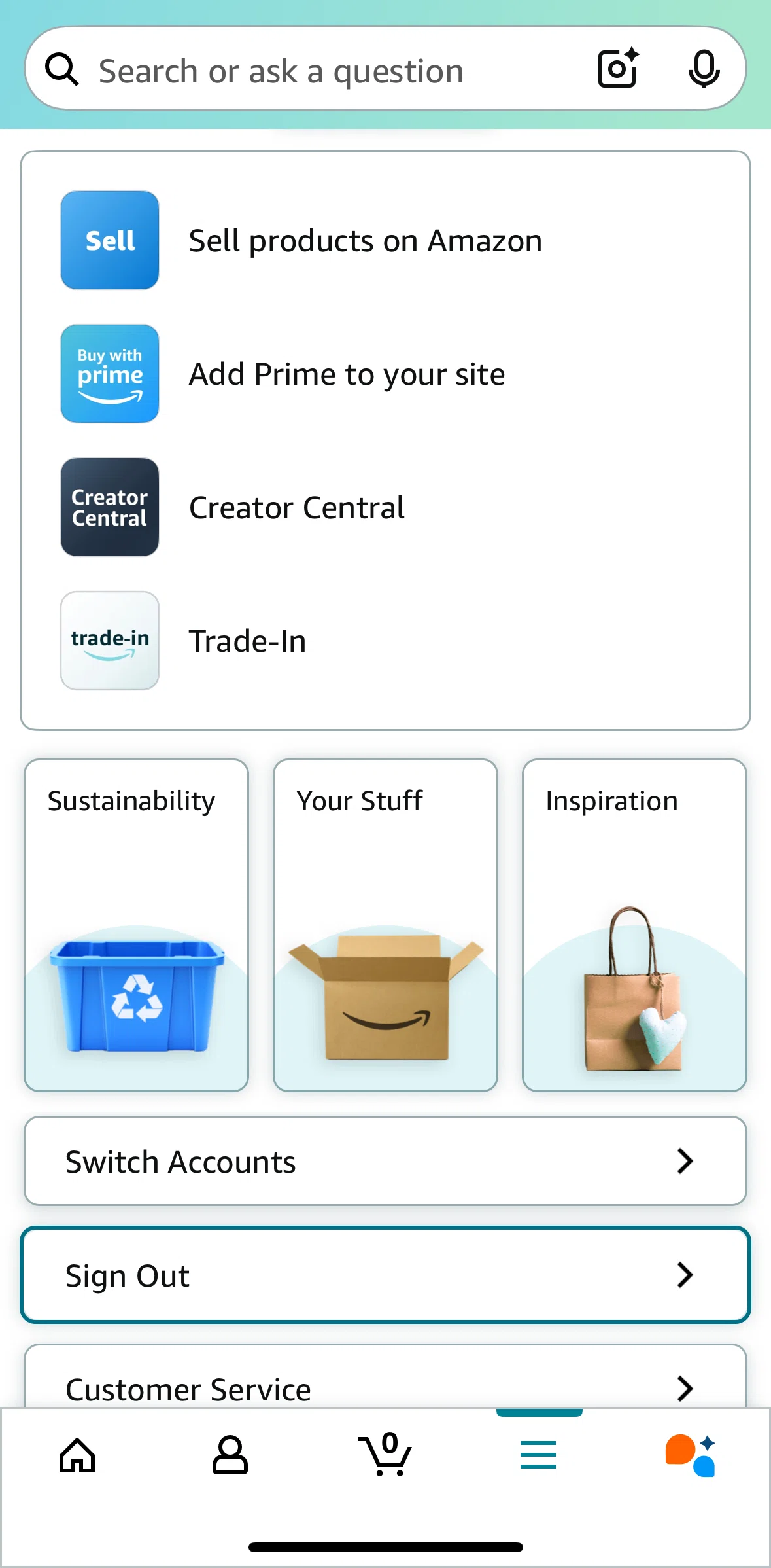 Amazon Shopping Screen screen in the Sell products information flow