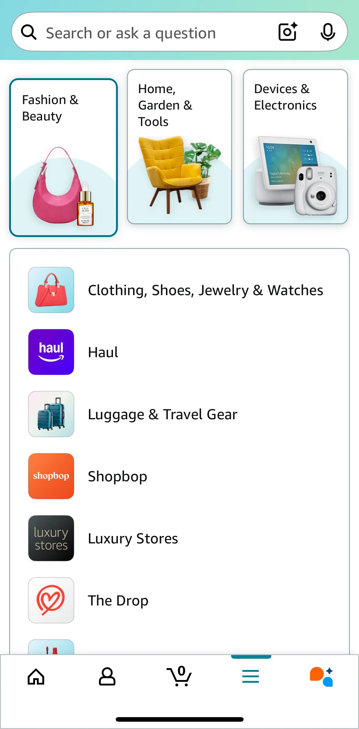 Amazon Shopping Screen screen in the Shopbop flow