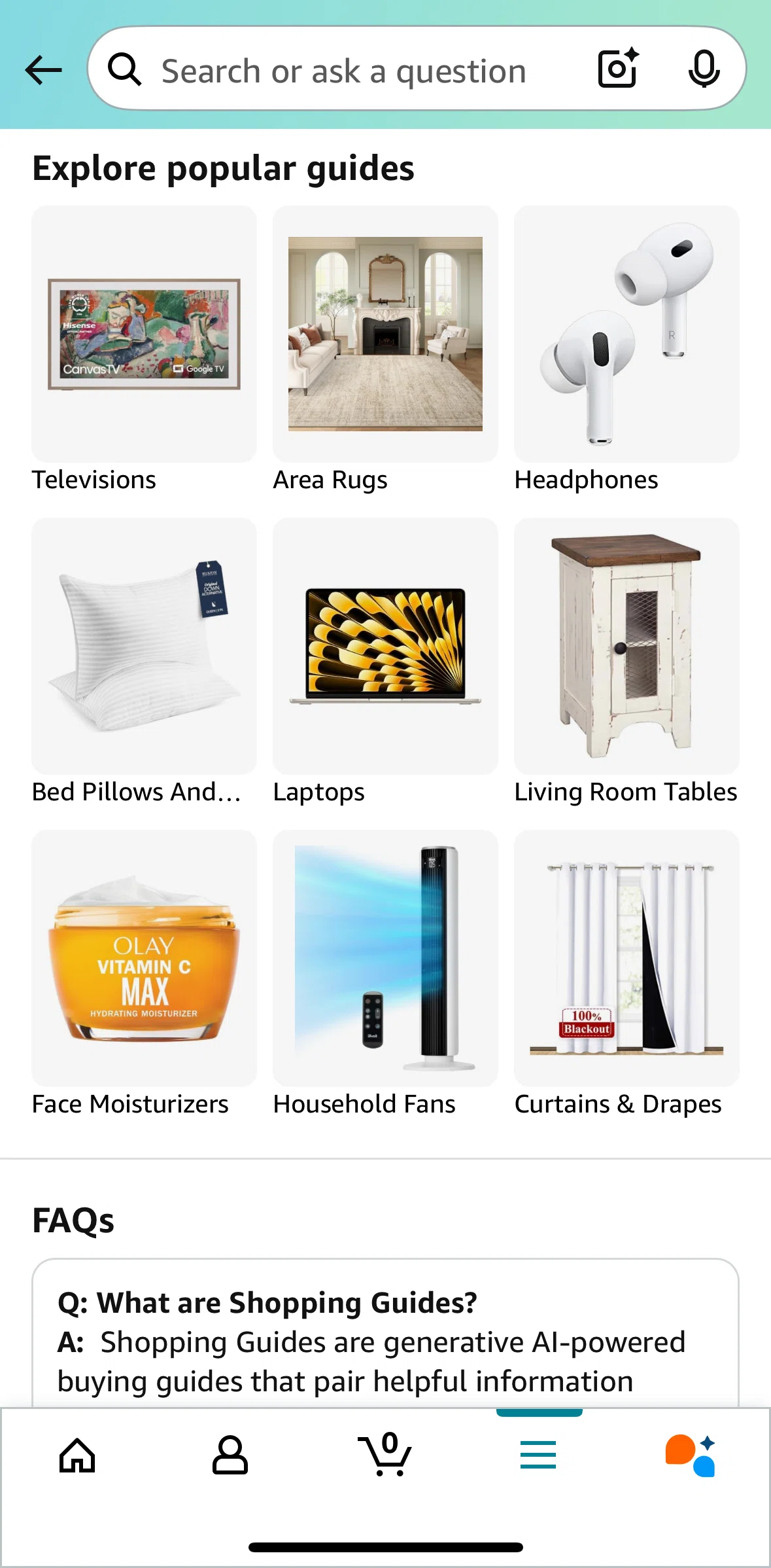 Amazon Shopping Screen screen in the Shopping guide detail flow