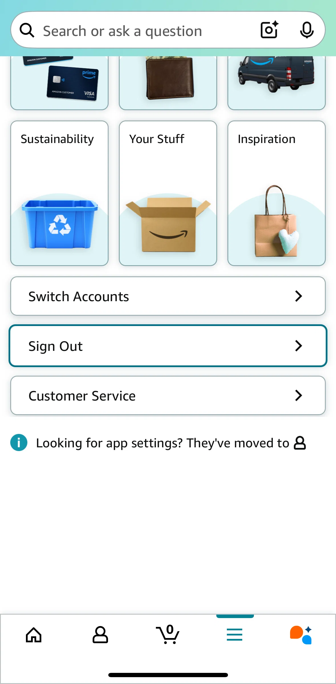 Amazon Shopping Screen screen in the Stuff flow