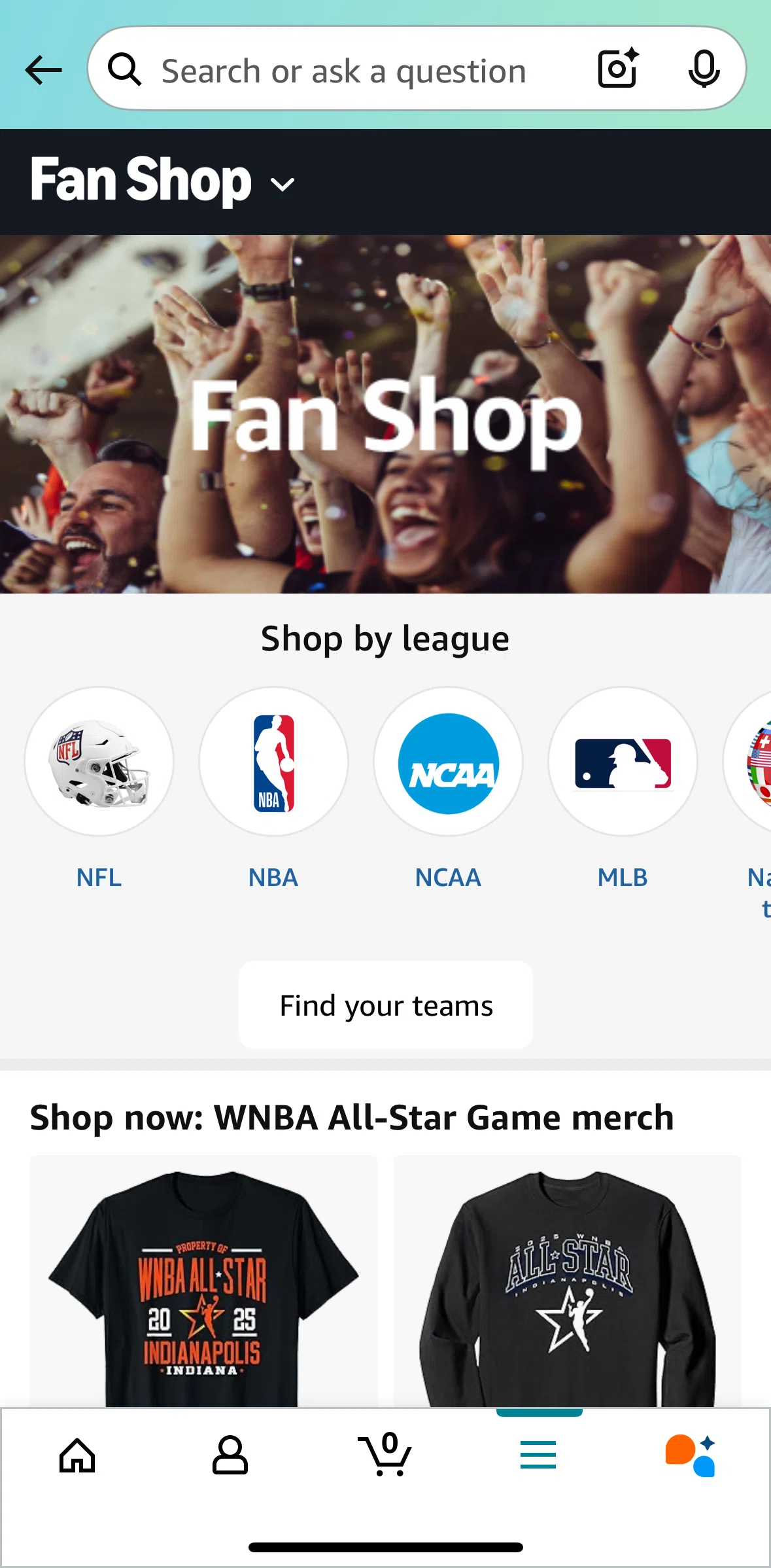 Amazon Shopping Screen screen in the View a league flow