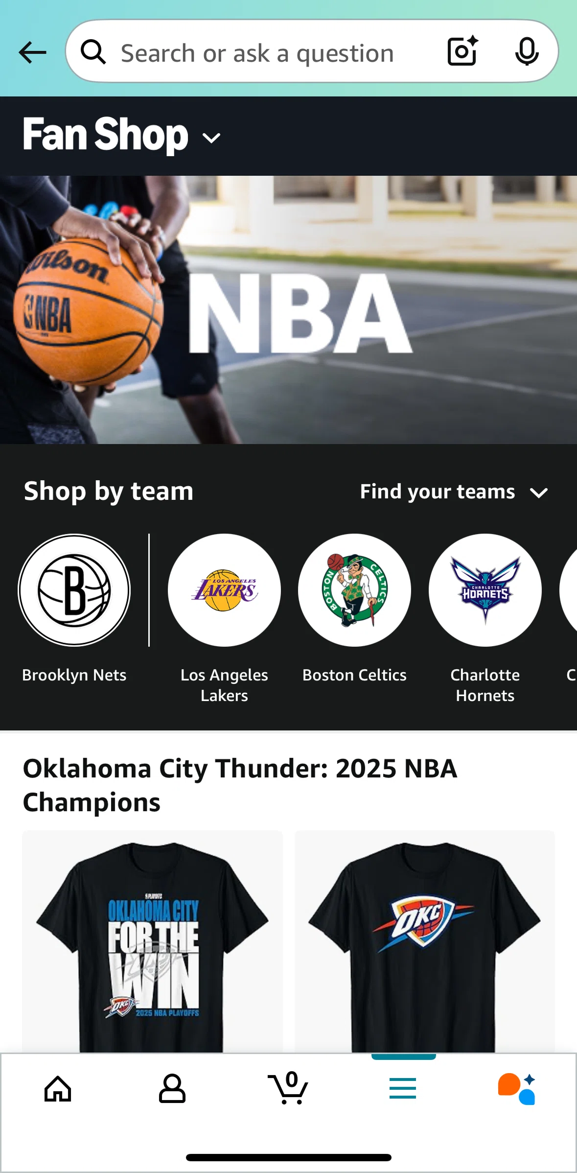 Amazon Shopping Screen screen in the View a team flow