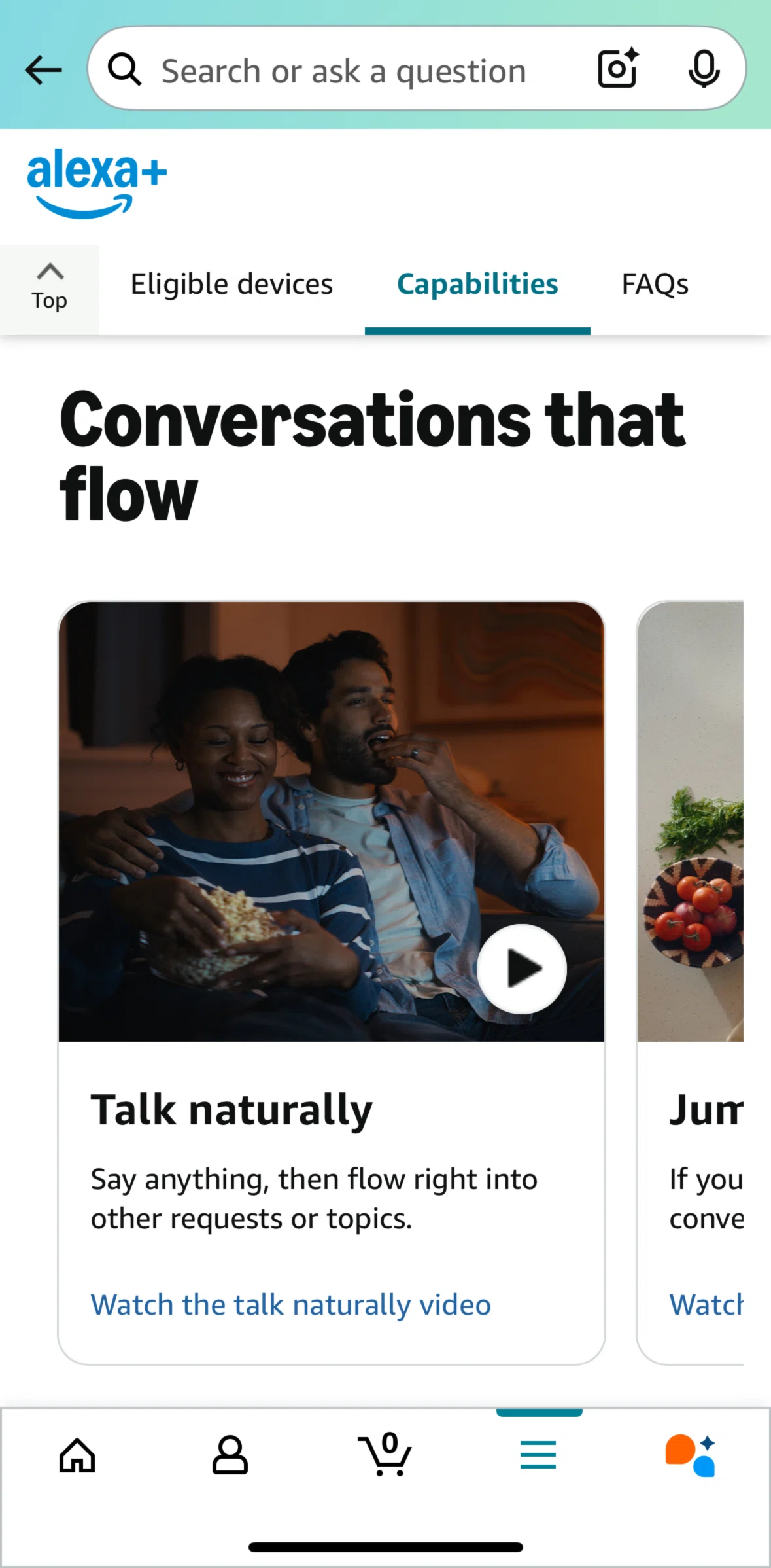Amazon Shopping Screen screen in the Watching a video (Alexa+) flow
