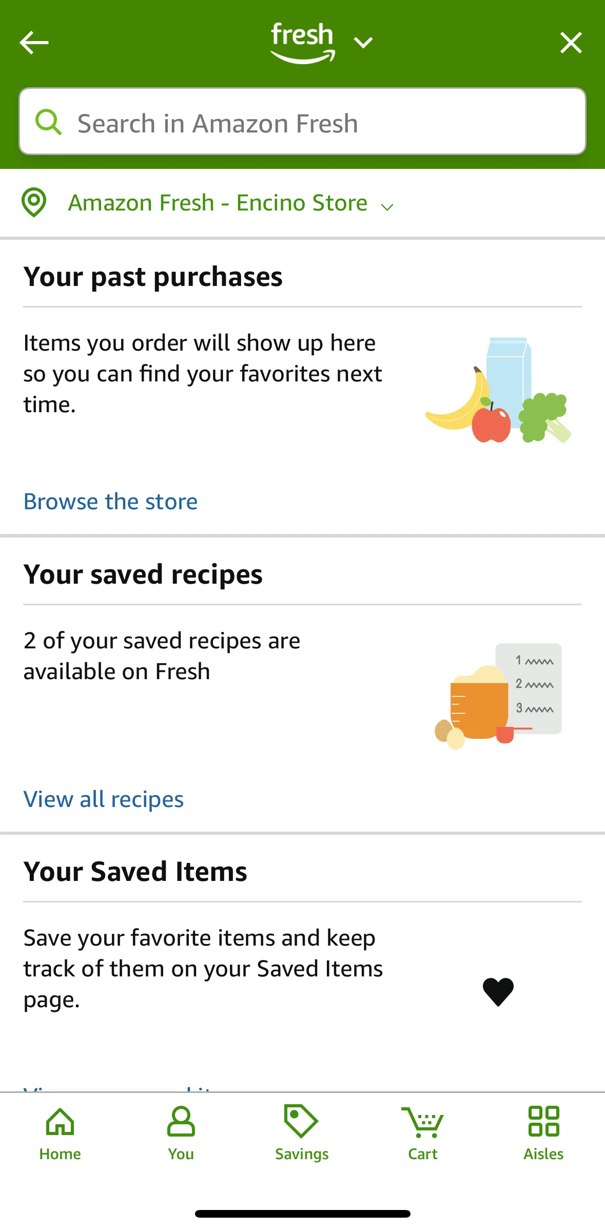 Amazon Shopping Screen screen in the You flow