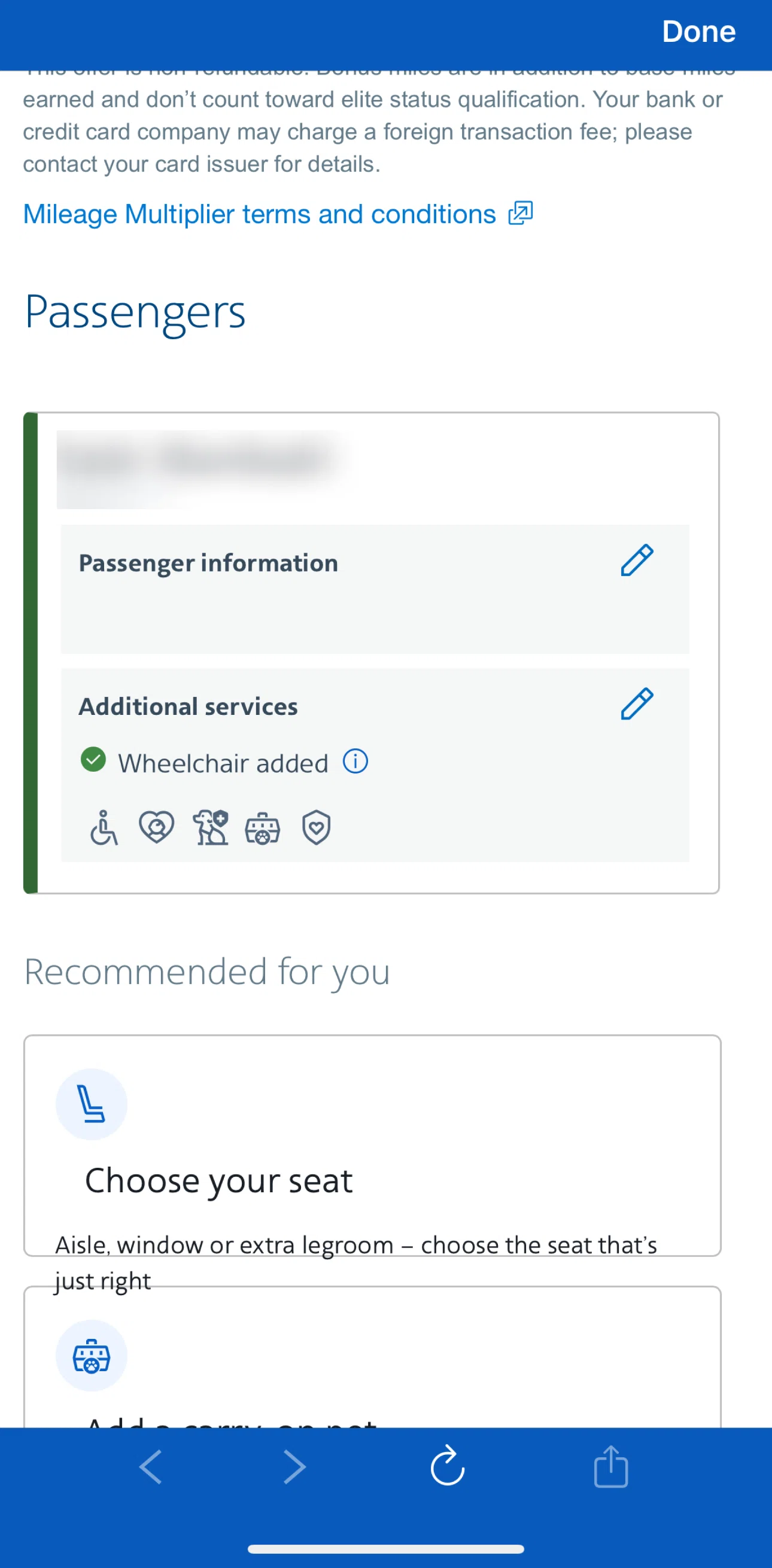 American Airlines Screen screen in the Edit passenger information flow