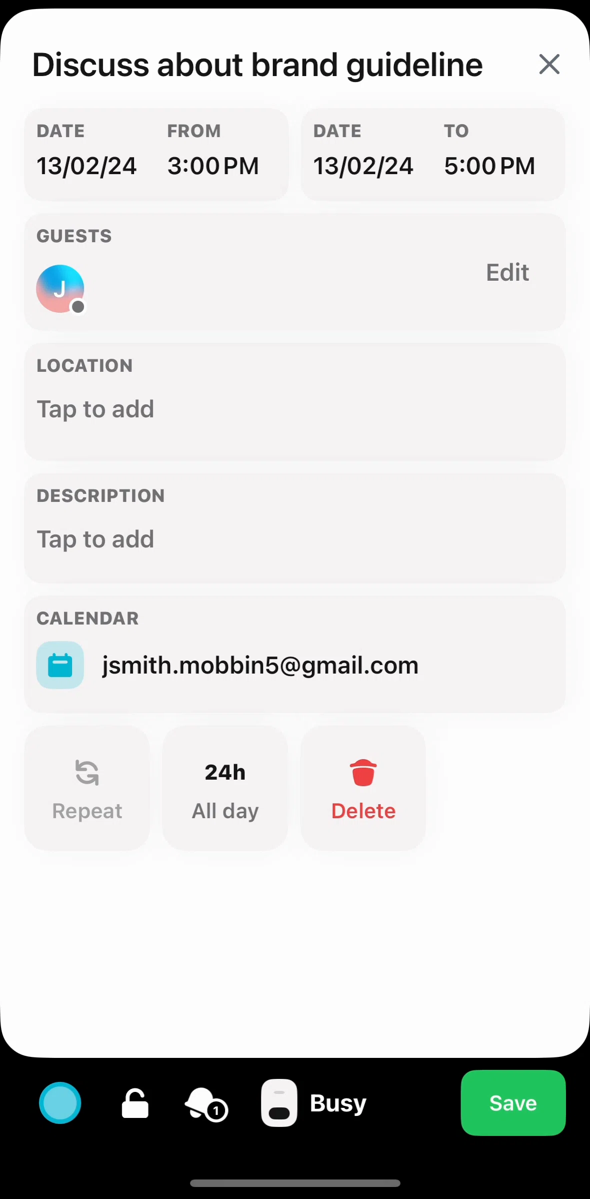 Amie Screen screen in the Adding a video call and location flow
