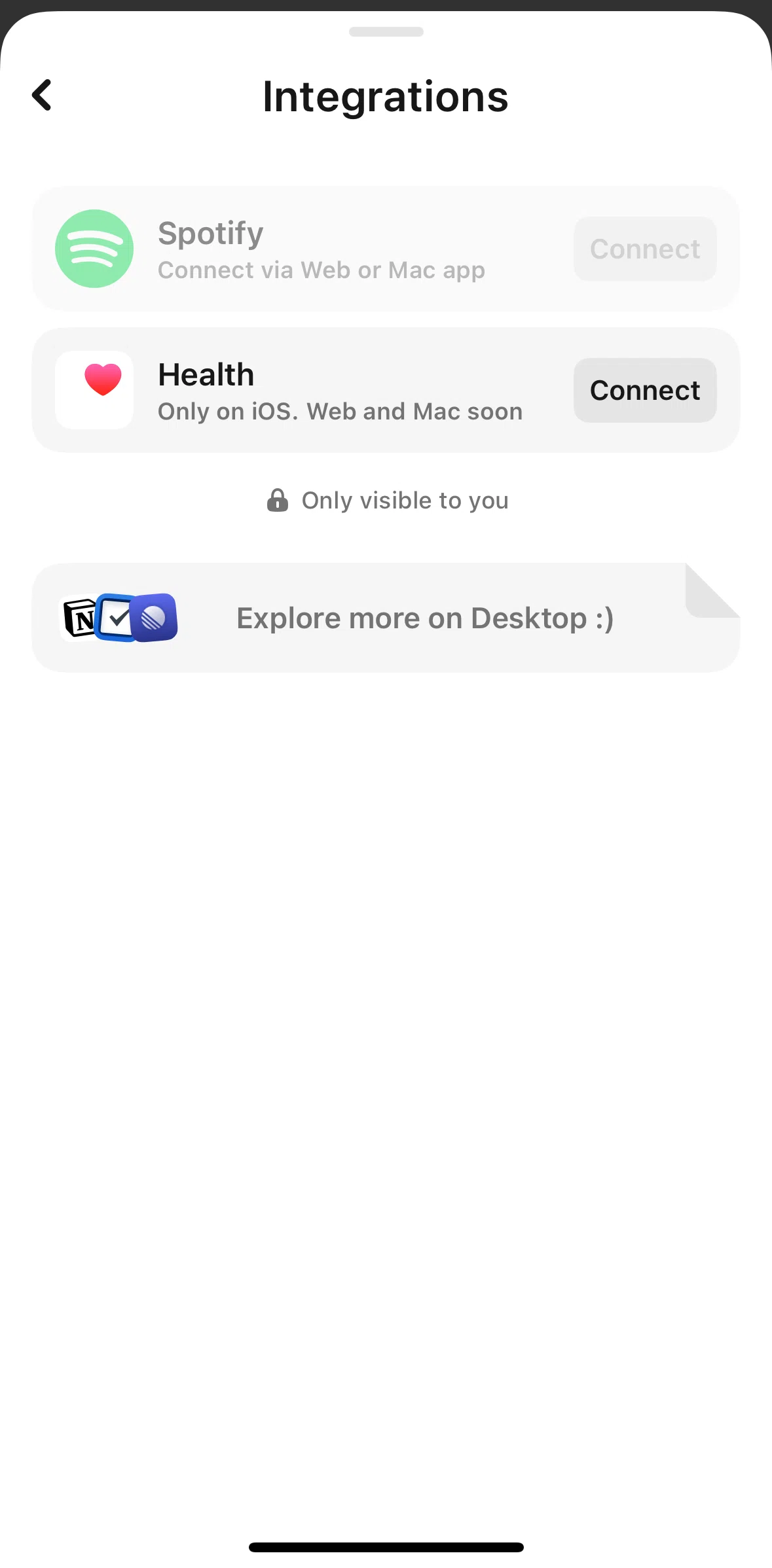 Amie Screen screen in the Connecting to a third party app flow