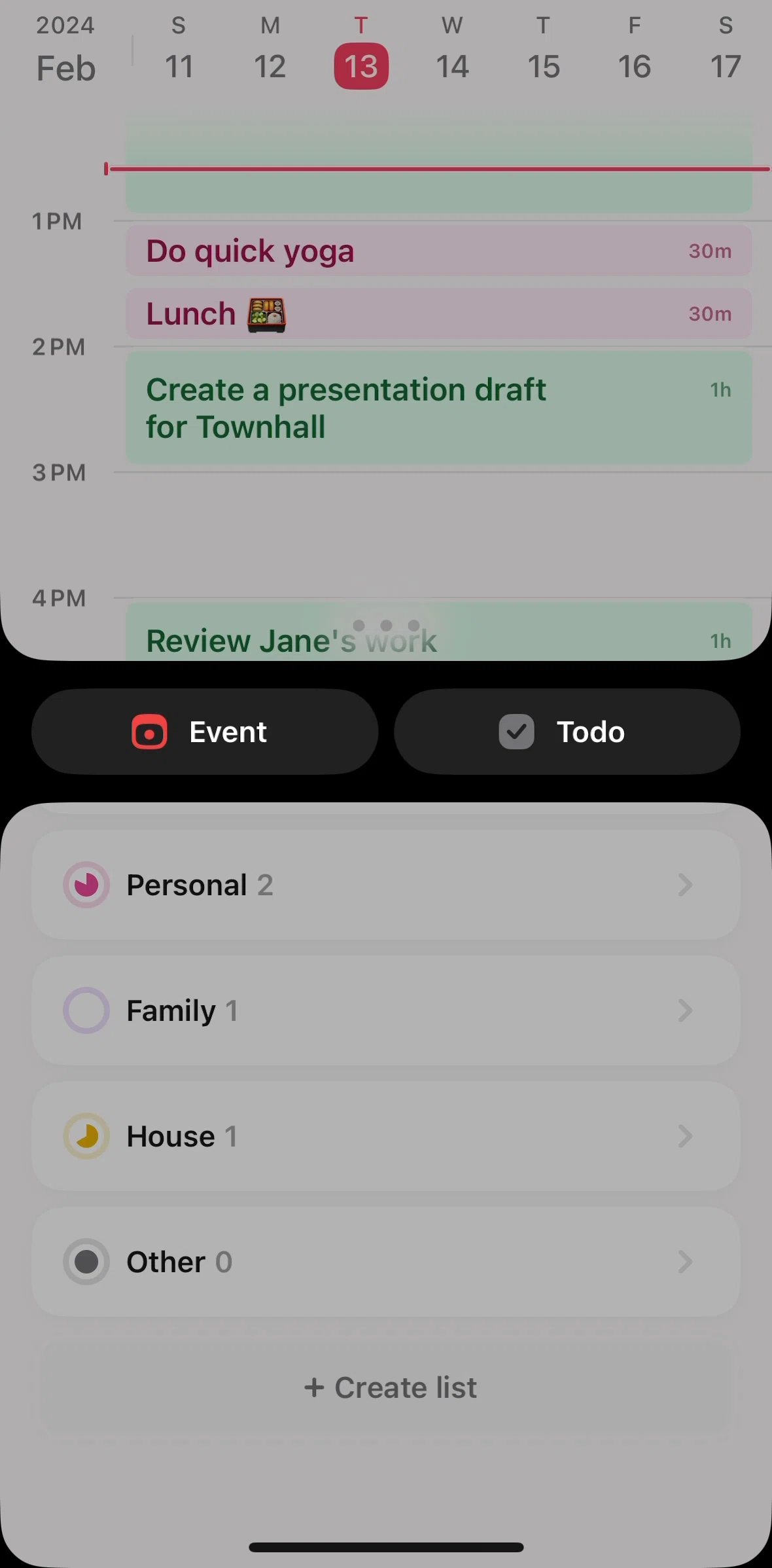 Amie Screen screen in the Creating a todo flow