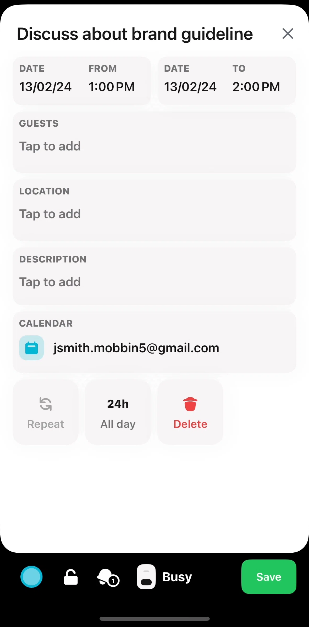 Amie Screen screen in the Inviting a guest flow