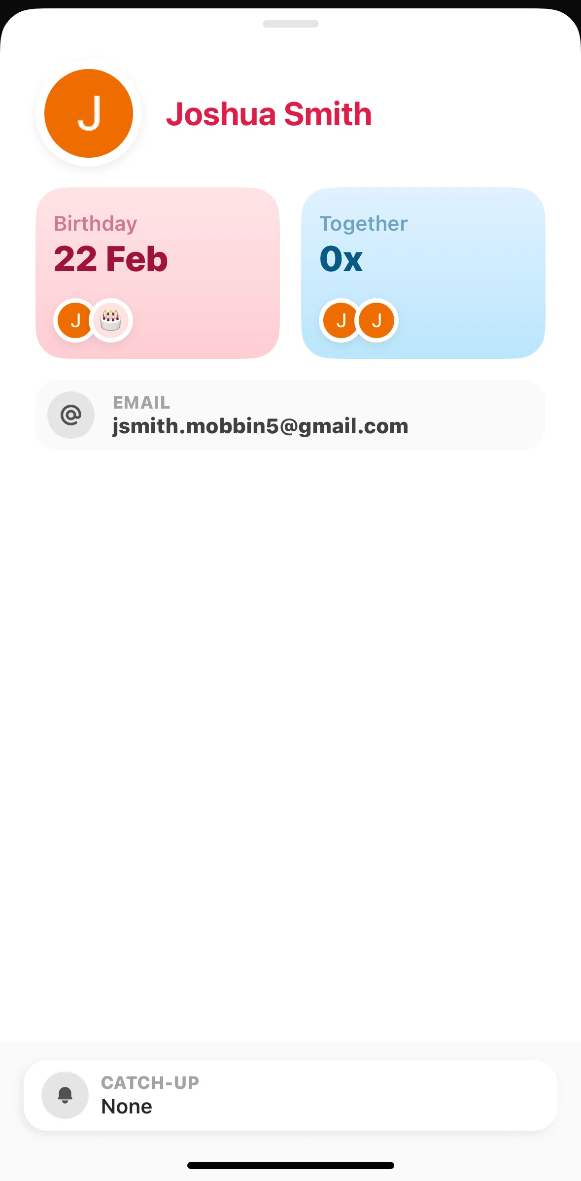 Amie Screen screen in the Setting a catch-up reminder flow