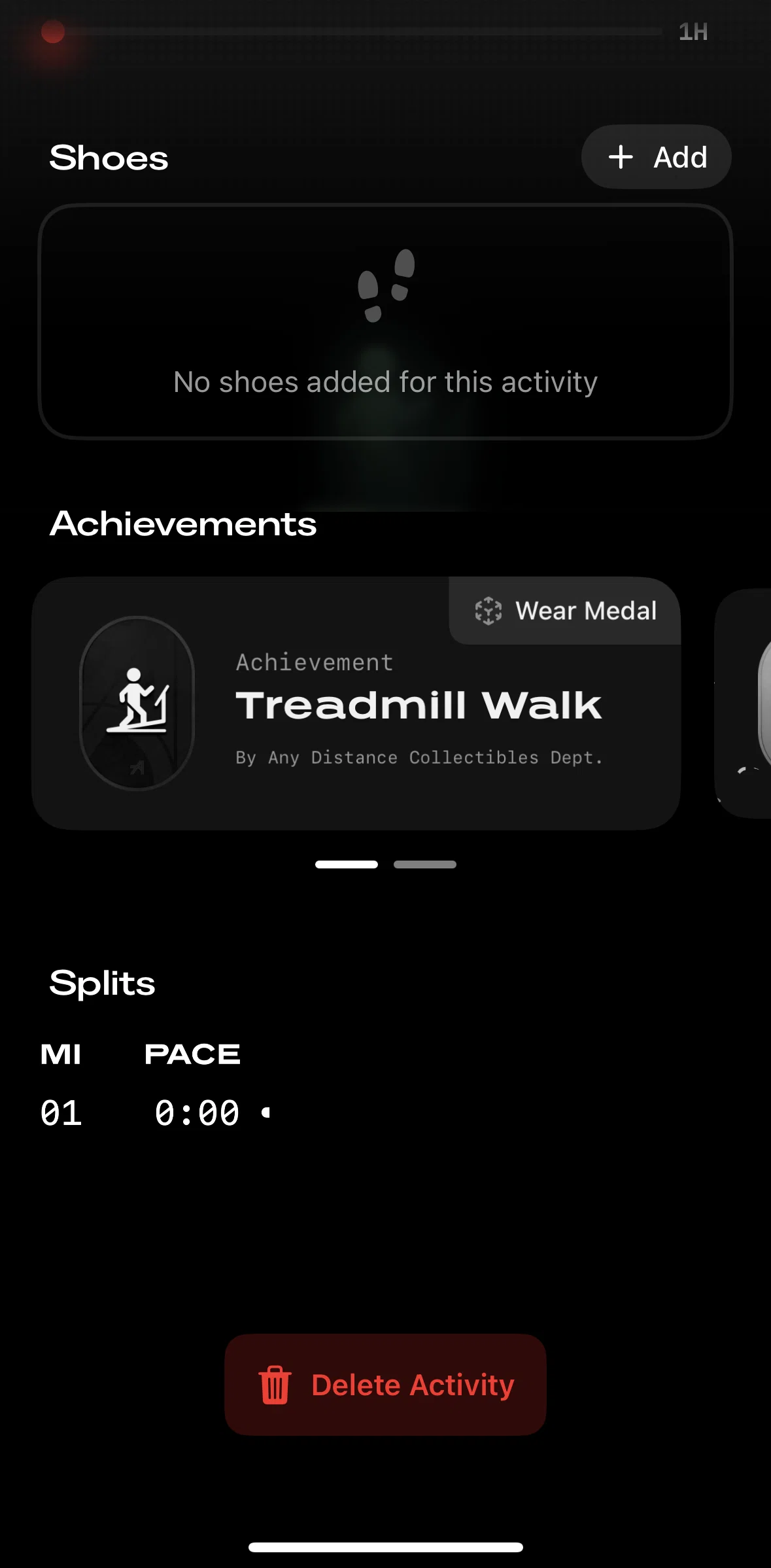 Any Distance Screen screen in the Adding shoes flow
