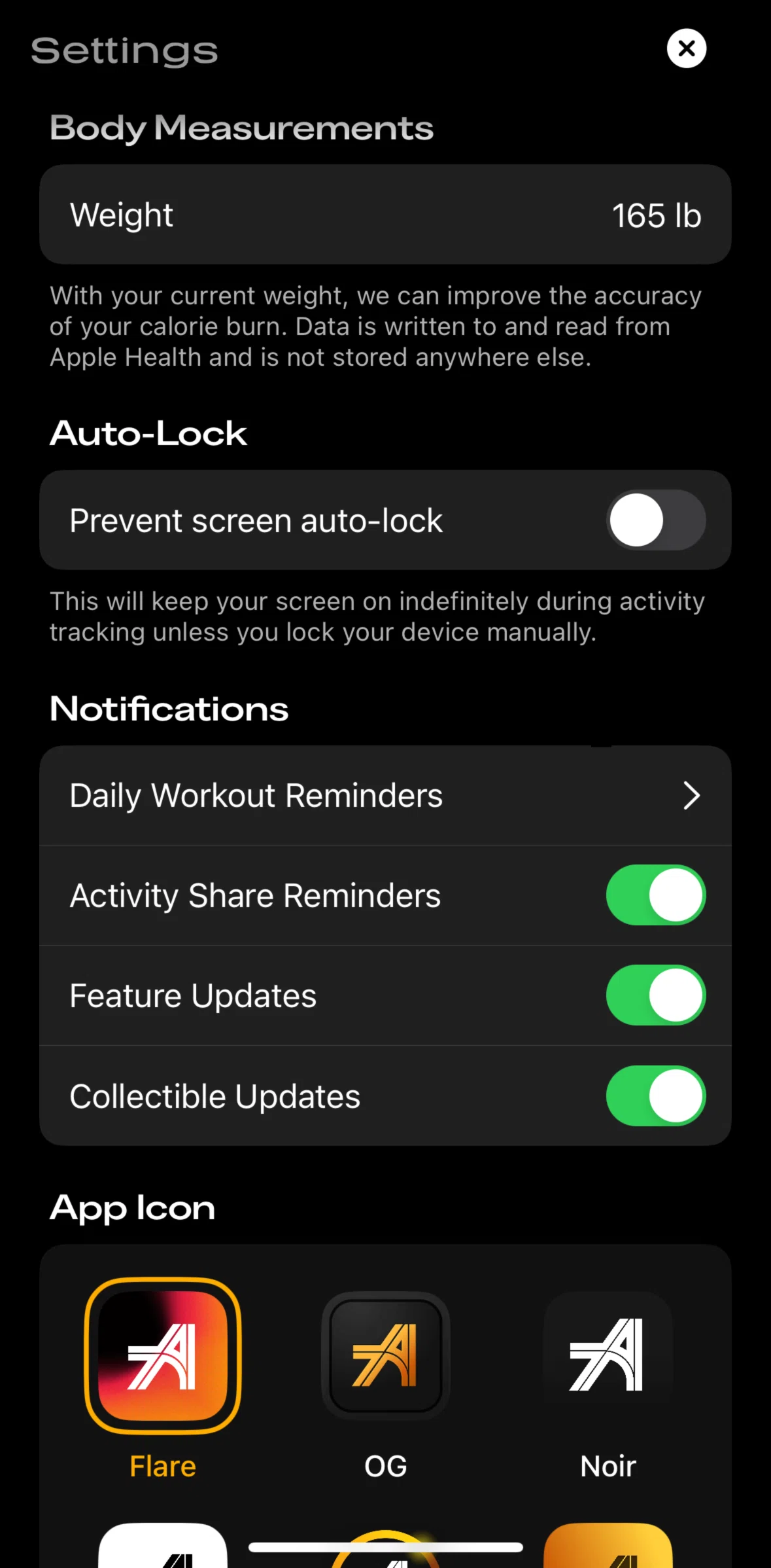 Any Distance Screen screen in the Enabling daily workout reminders flow