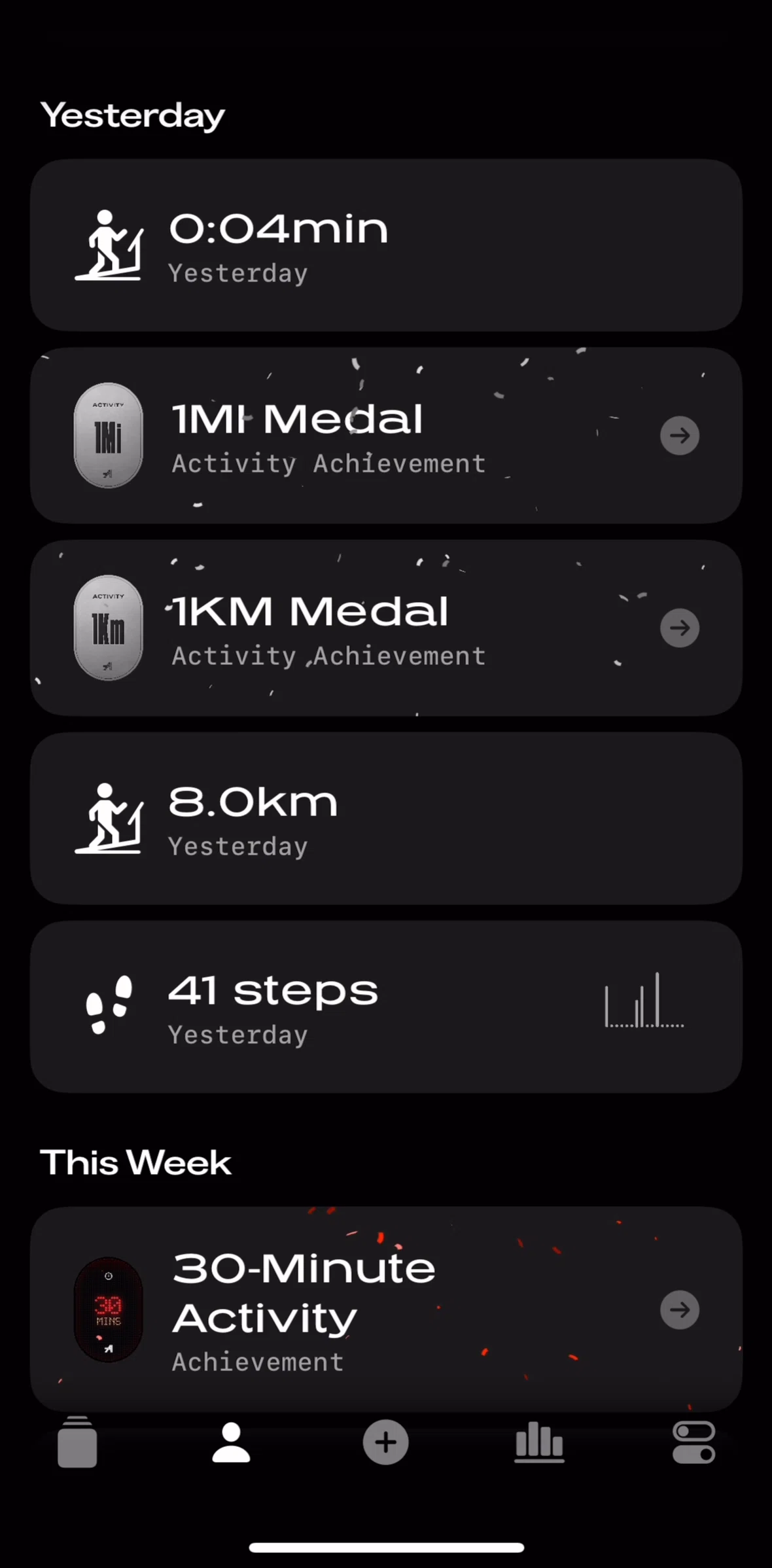Any Distance Screen screen in the Post activity flow