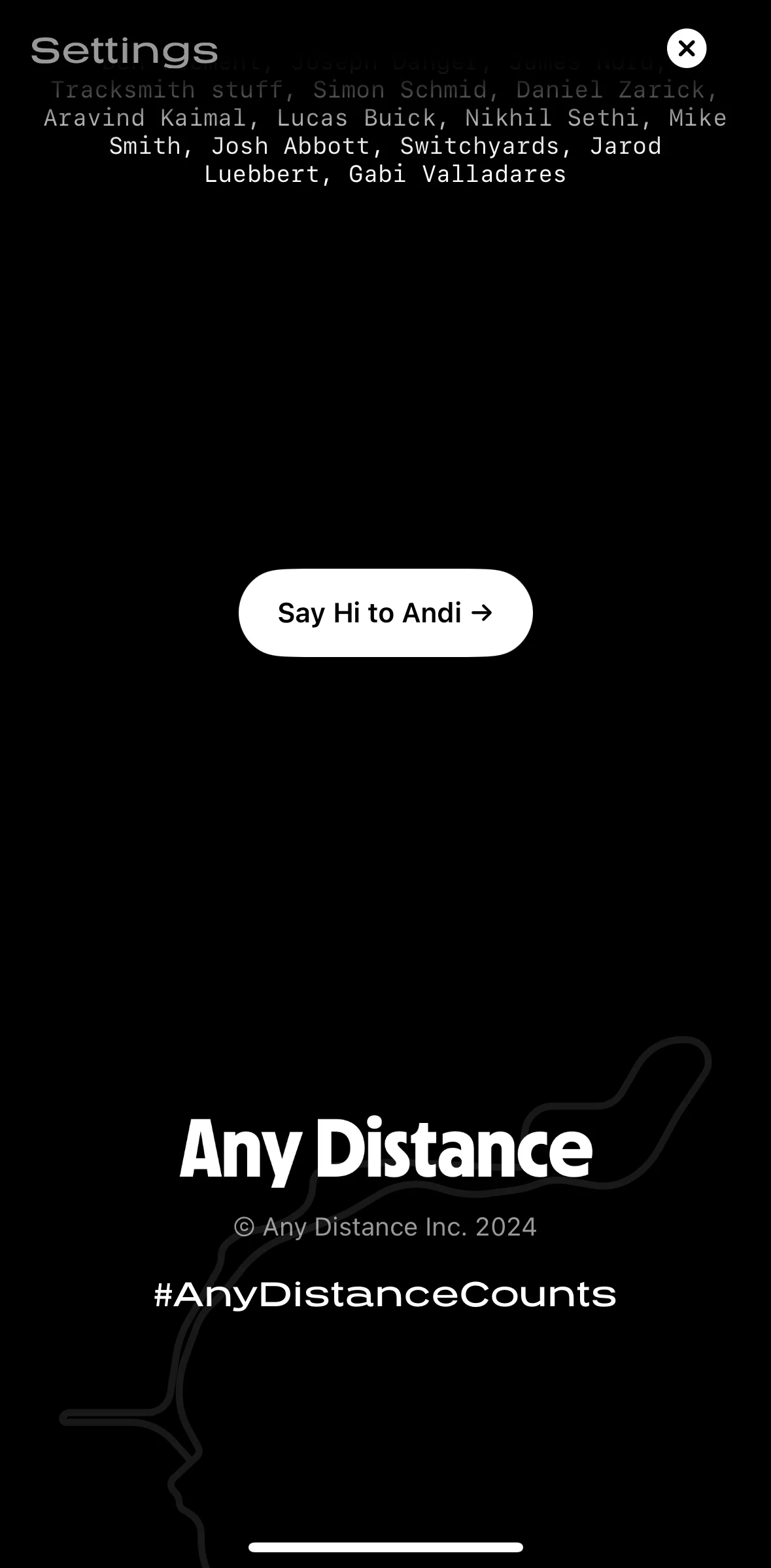 Any Distance Screen screen in the Saying hi to Andi flow