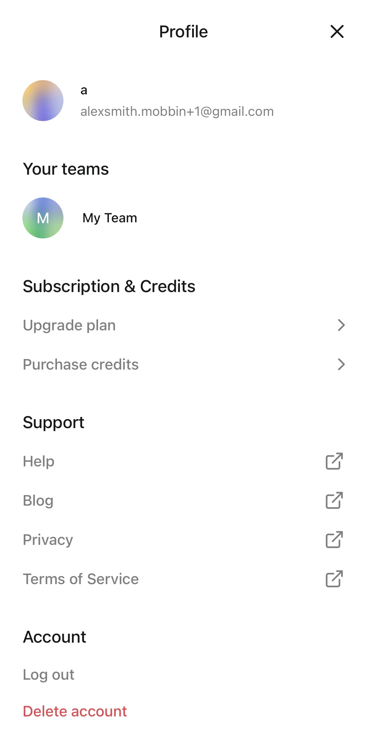 Anything Screen screen in the Purchase credits flow