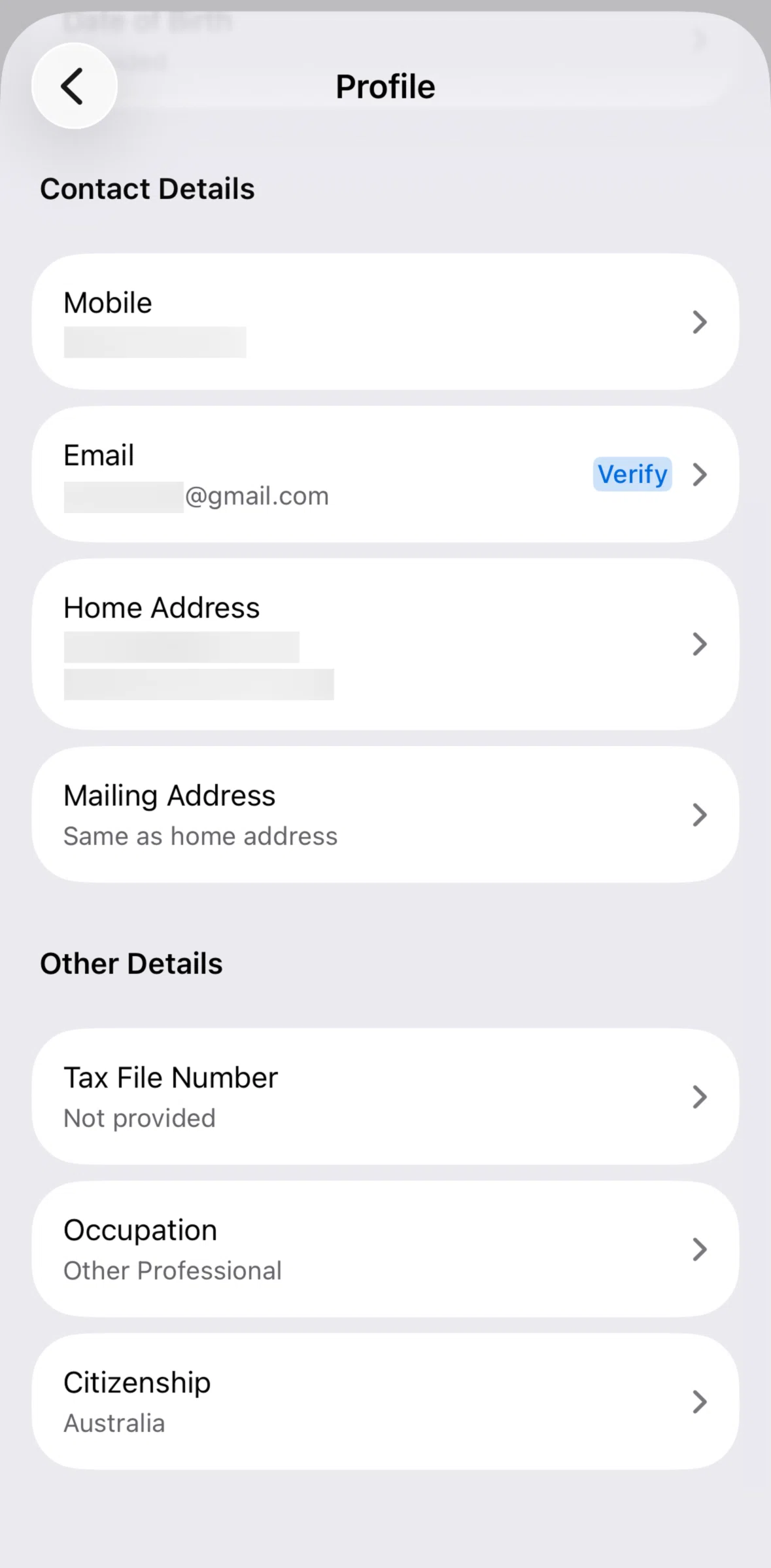 ANZ Plus Screen screen in the Add tax file number flow