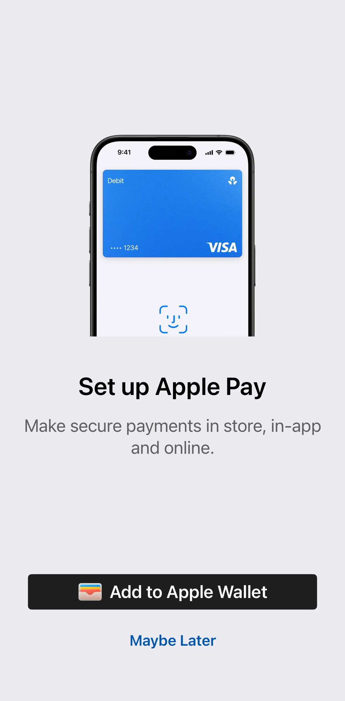 ANZ Plus Screen screen in the Adding card to Apple Wallet flow