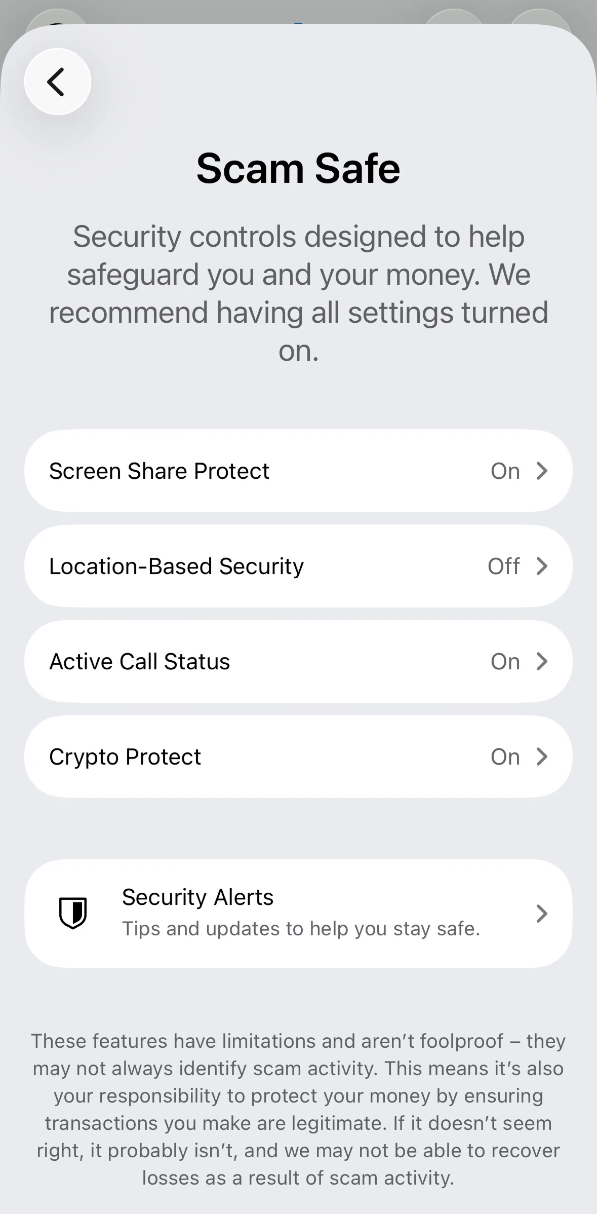 ANZ Plus Screen screen in the Screen share protect flow