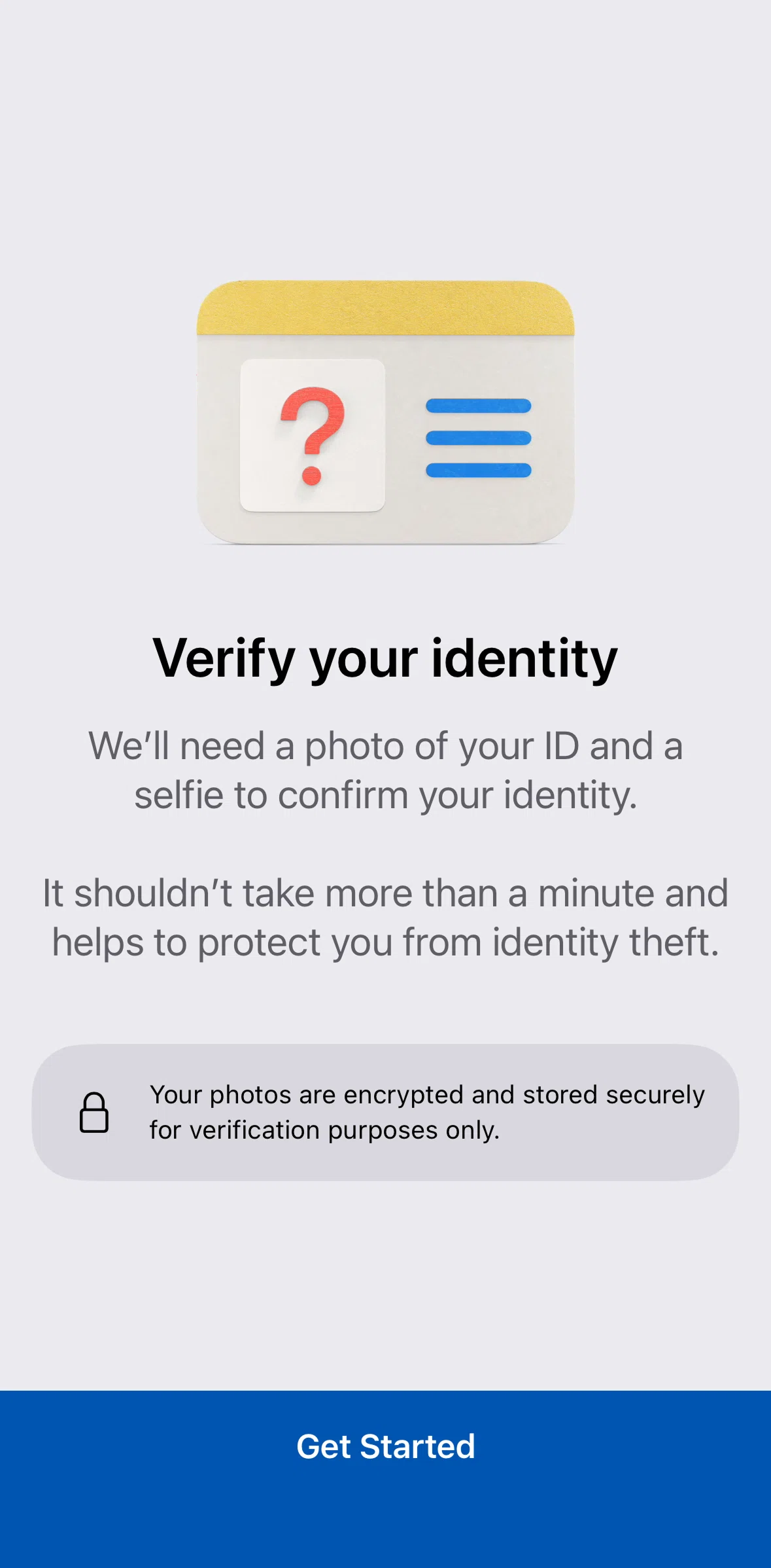 ANZ Plus Screen screen in the Verifying identity flow