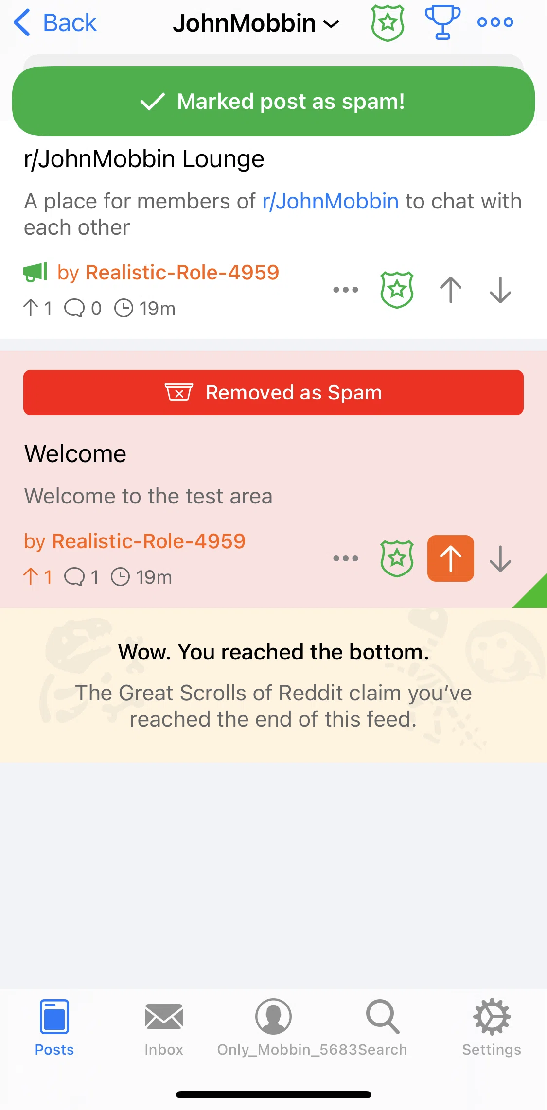 Apollo for Reddit Screen screen in the Approving a post flow