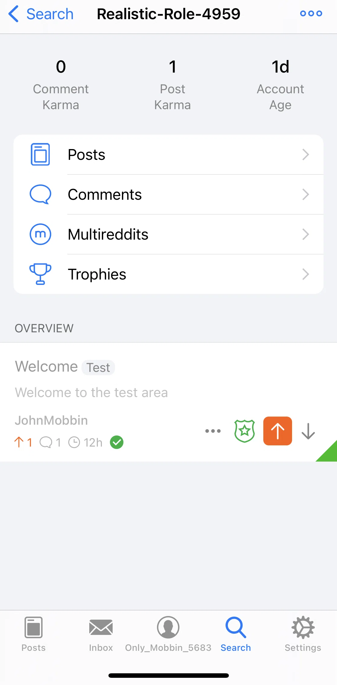 Apollo for Reddit Screen screen in the Blocking a user flow