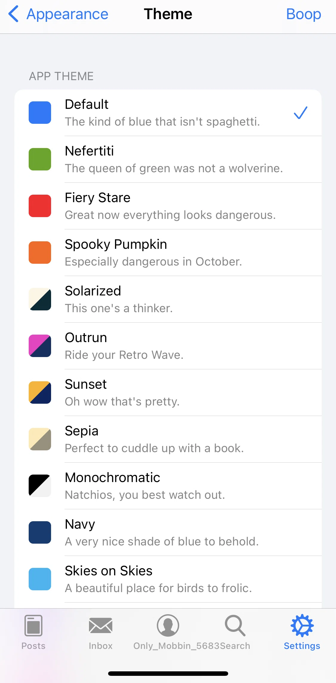 Apollo for Reddit Screen screen in the Boop flow