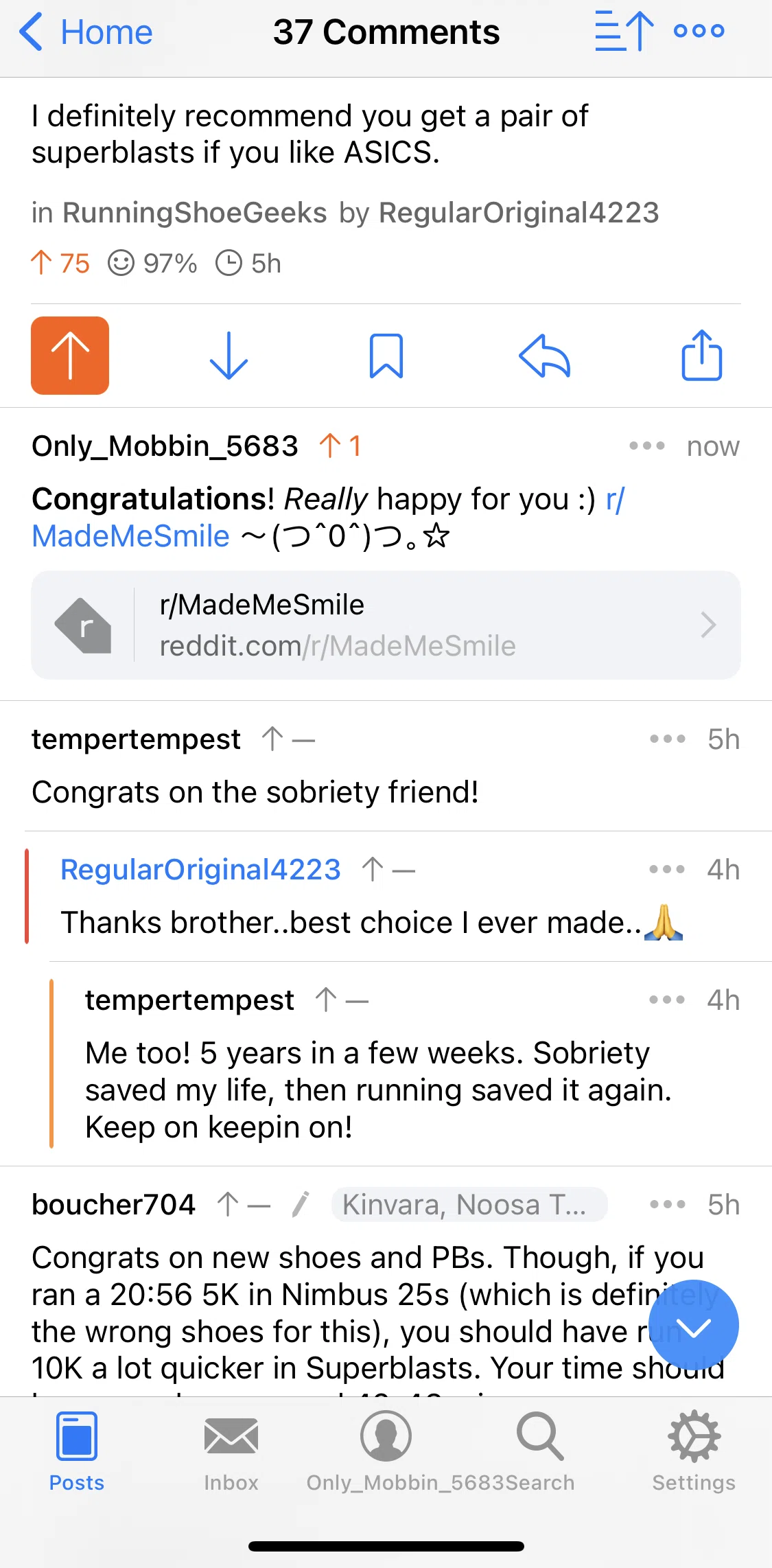 Apollo for Reddit Screen screen in the Deleting comment flow