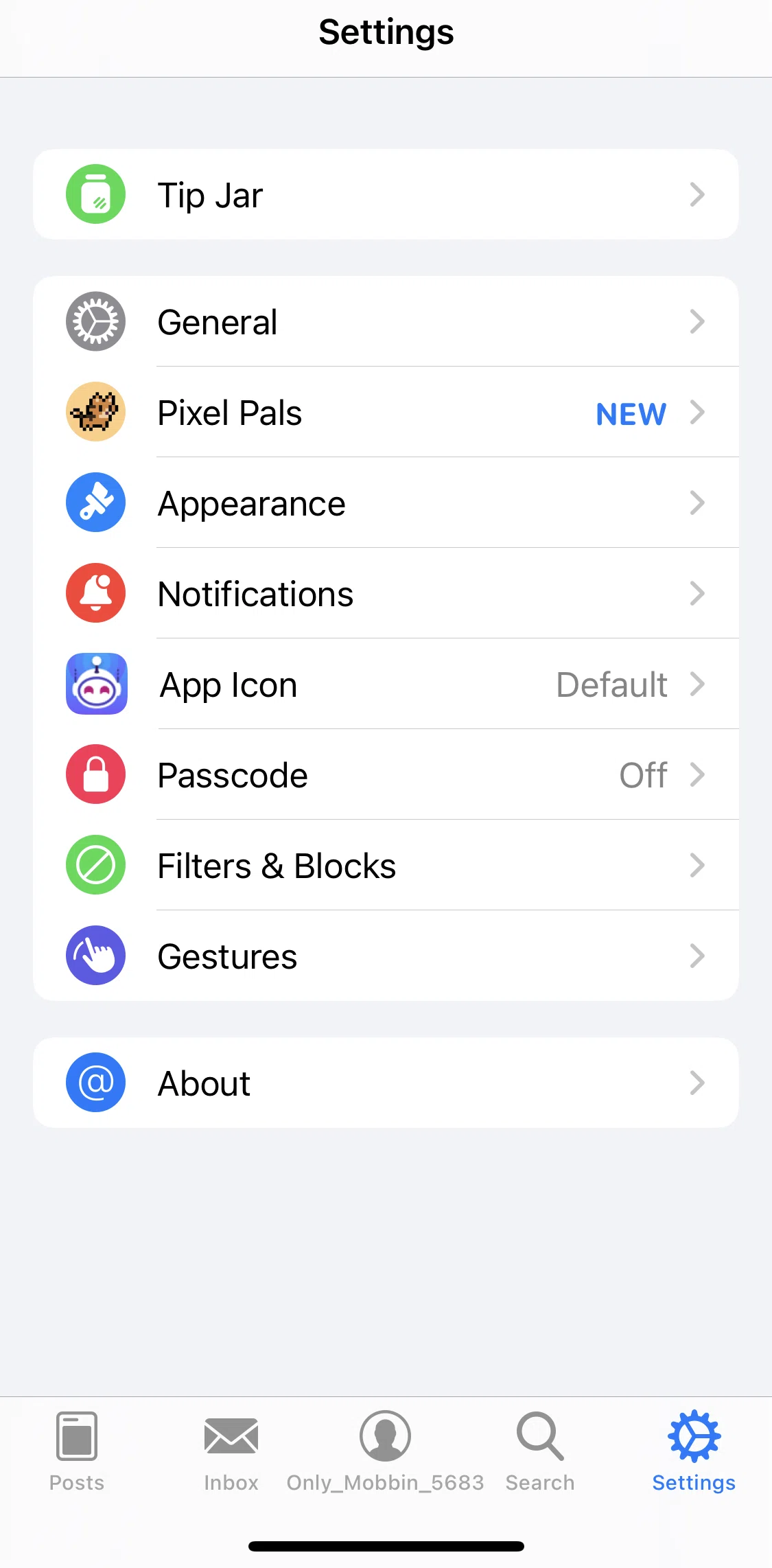 Apollo for Reddit Screen screen in the Gestures flow