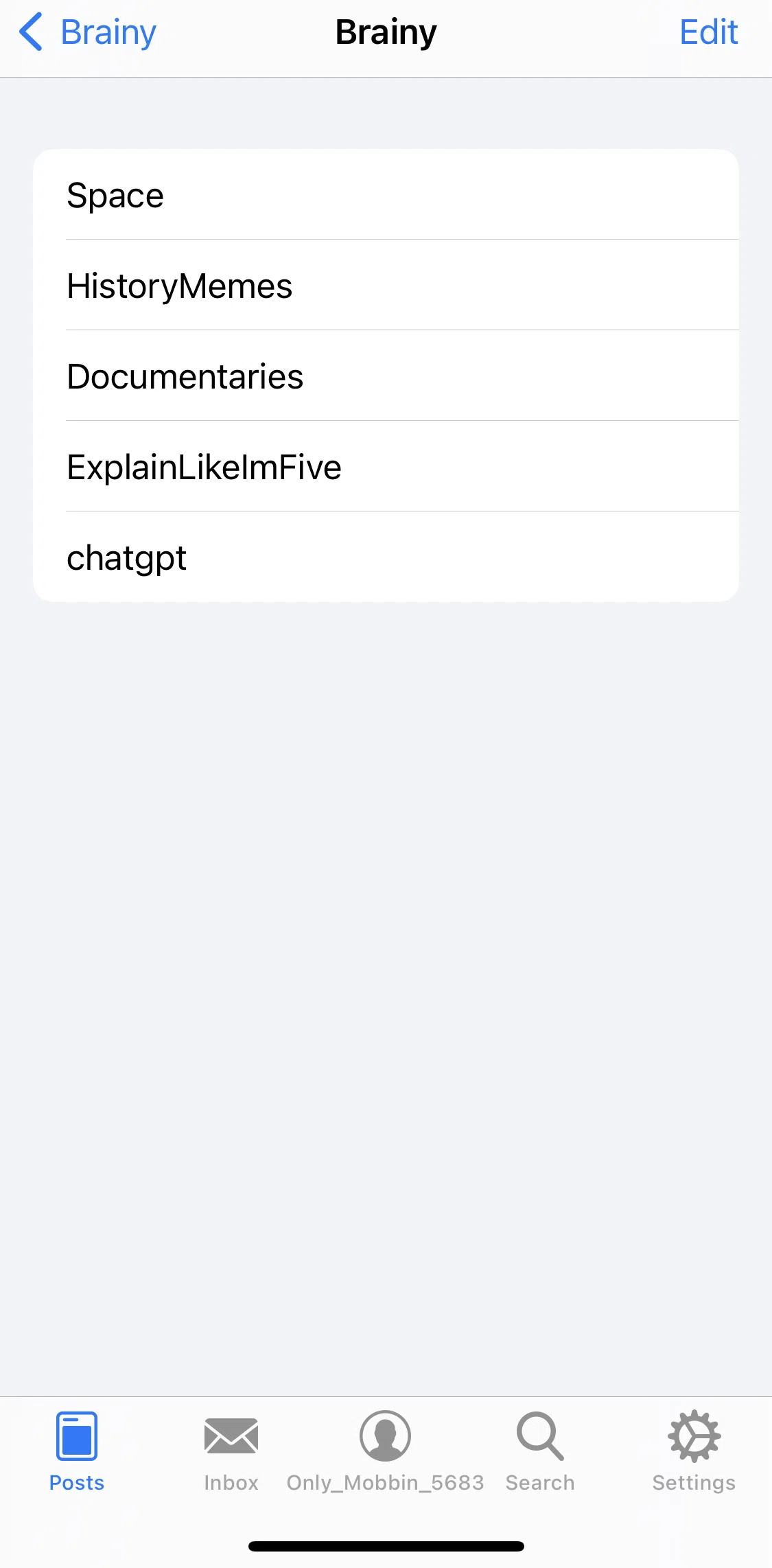 Apollo for Reddit Screen screen in the Removing a subreddit from multireddit flow