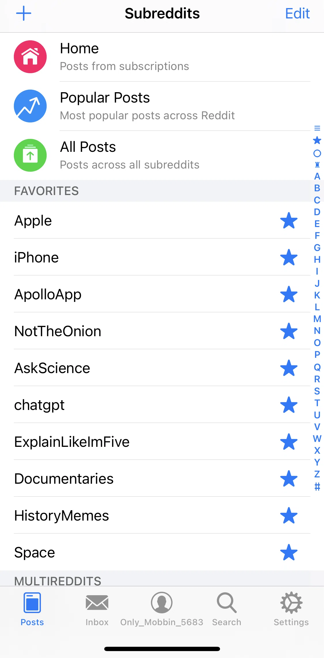 Apollo for Reddit Screen screen in the Sharing a subreddit flow