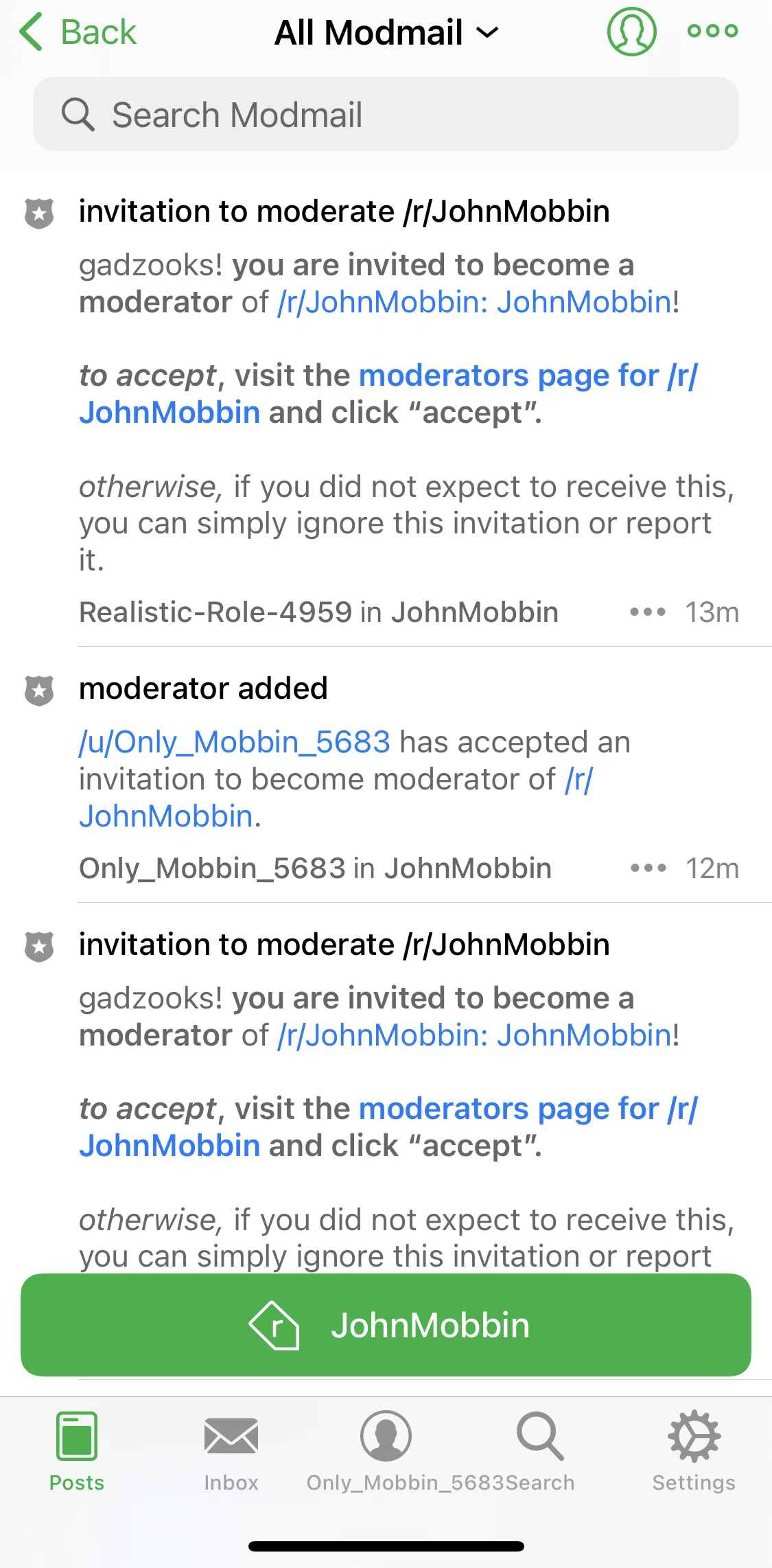 Apollo for Reddit Screen screen in the Sorting messages in Modmail flow