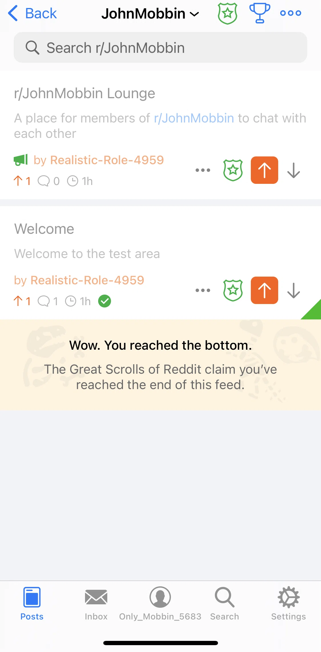 Apollo for Reddit Screen screen in the Subreddit action options flow