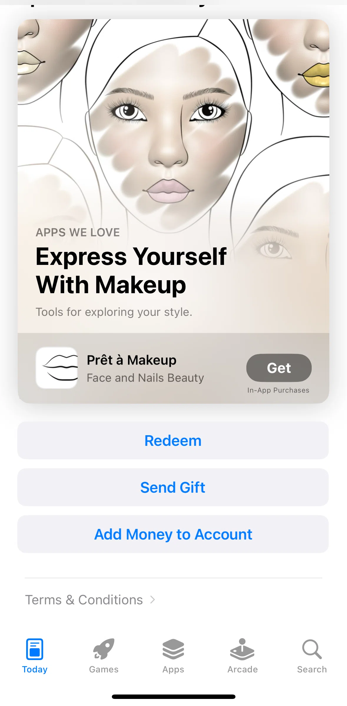 App Store Screen screen in the Add money to account flow