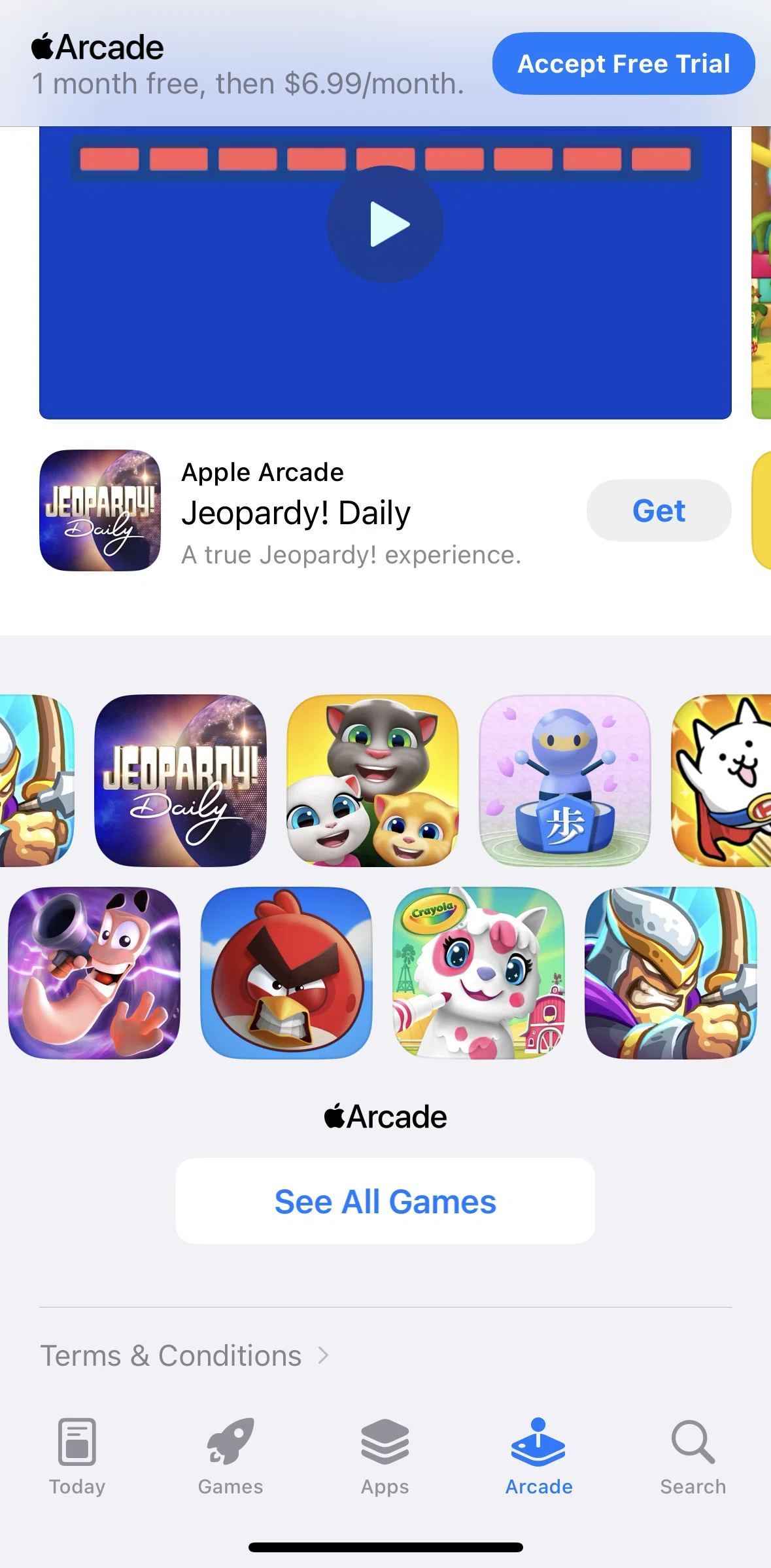 App Store Screen screen in the All arcade games flow