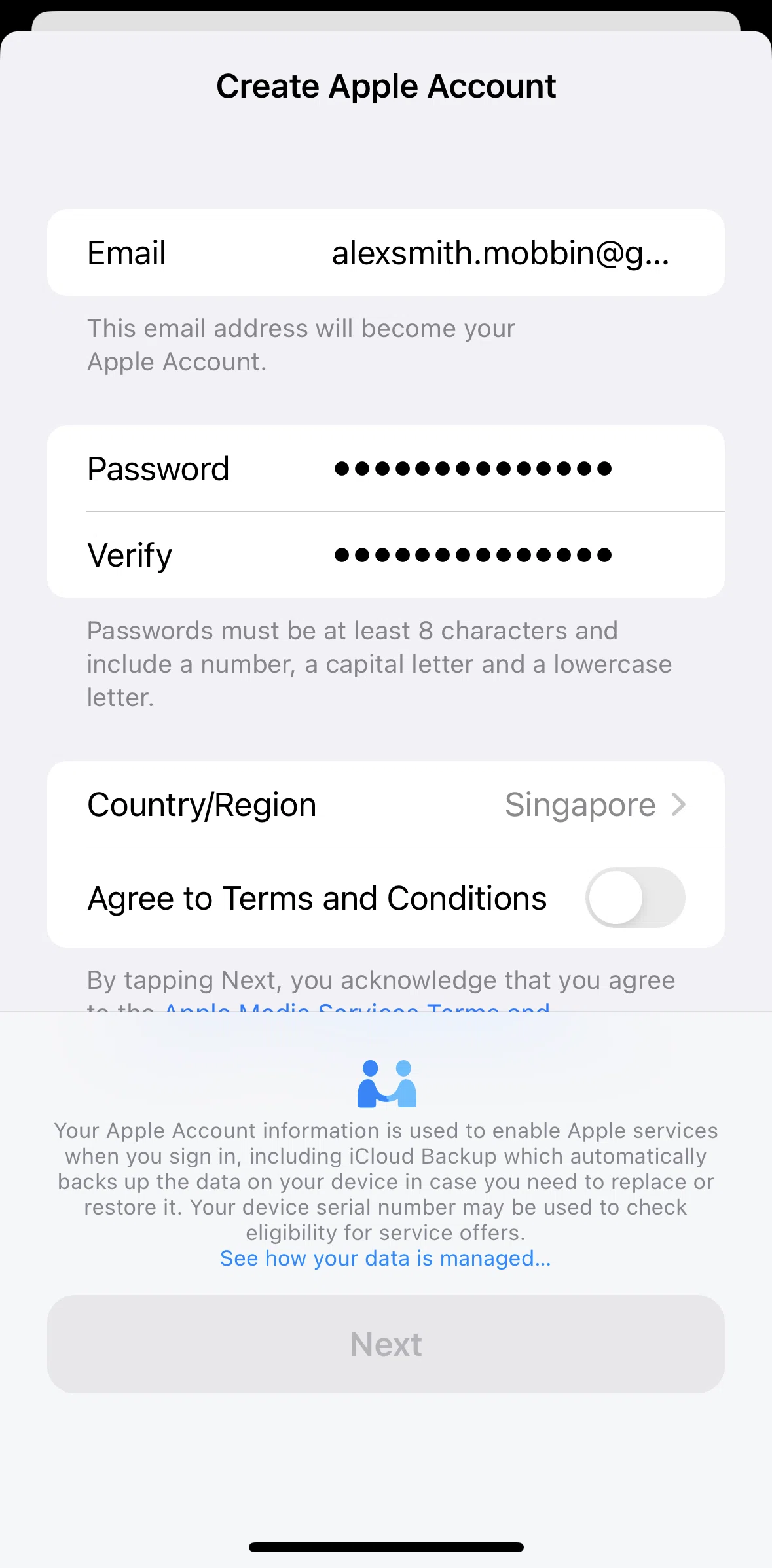 App Store Screen screen in the Apple account & privacy flow