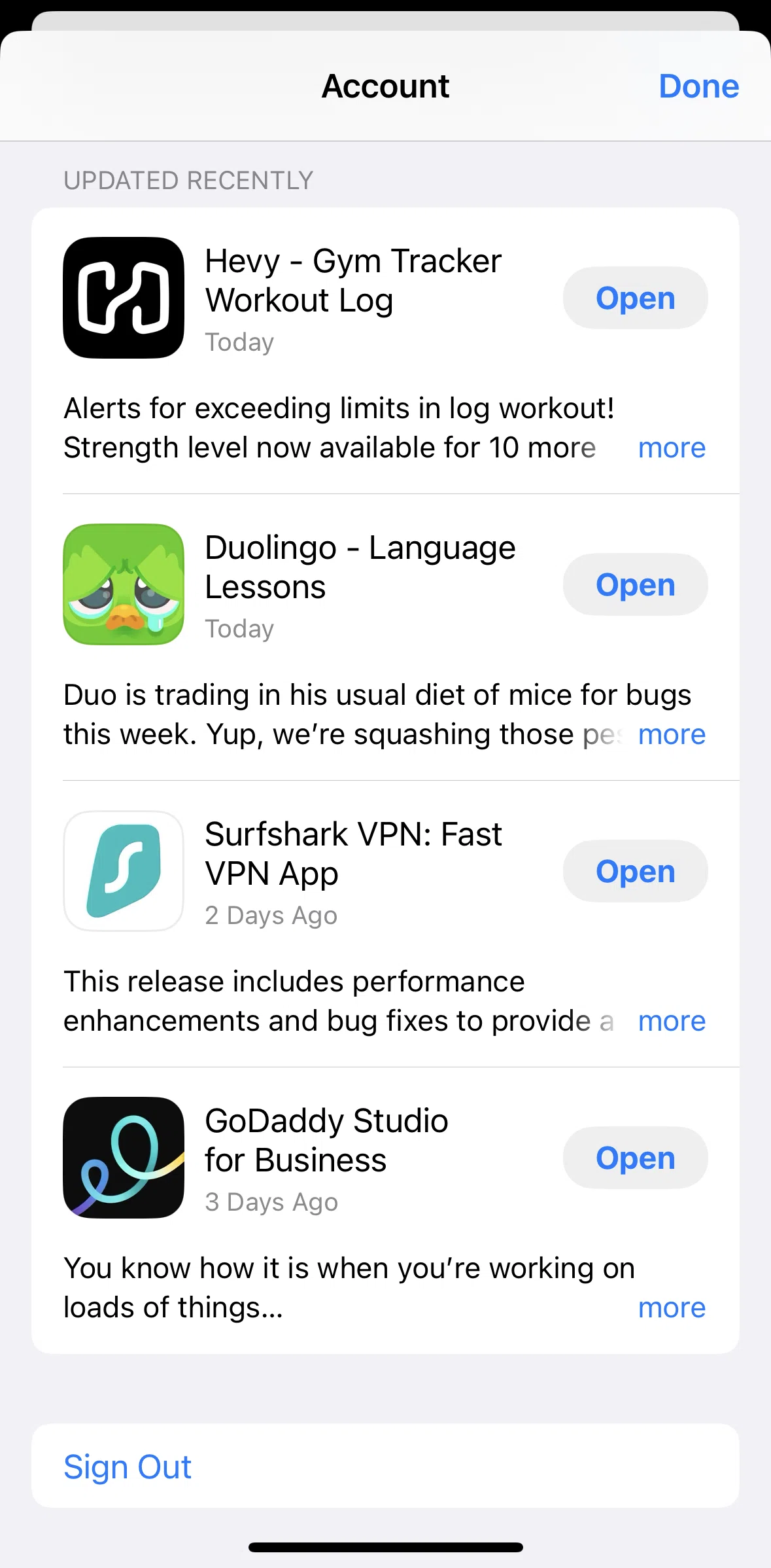 App Store Screen screen in the Logging out flow
