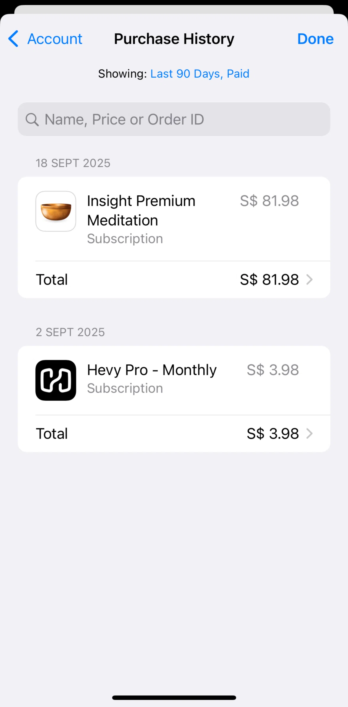 App Store Screen screen in the Order detail flow