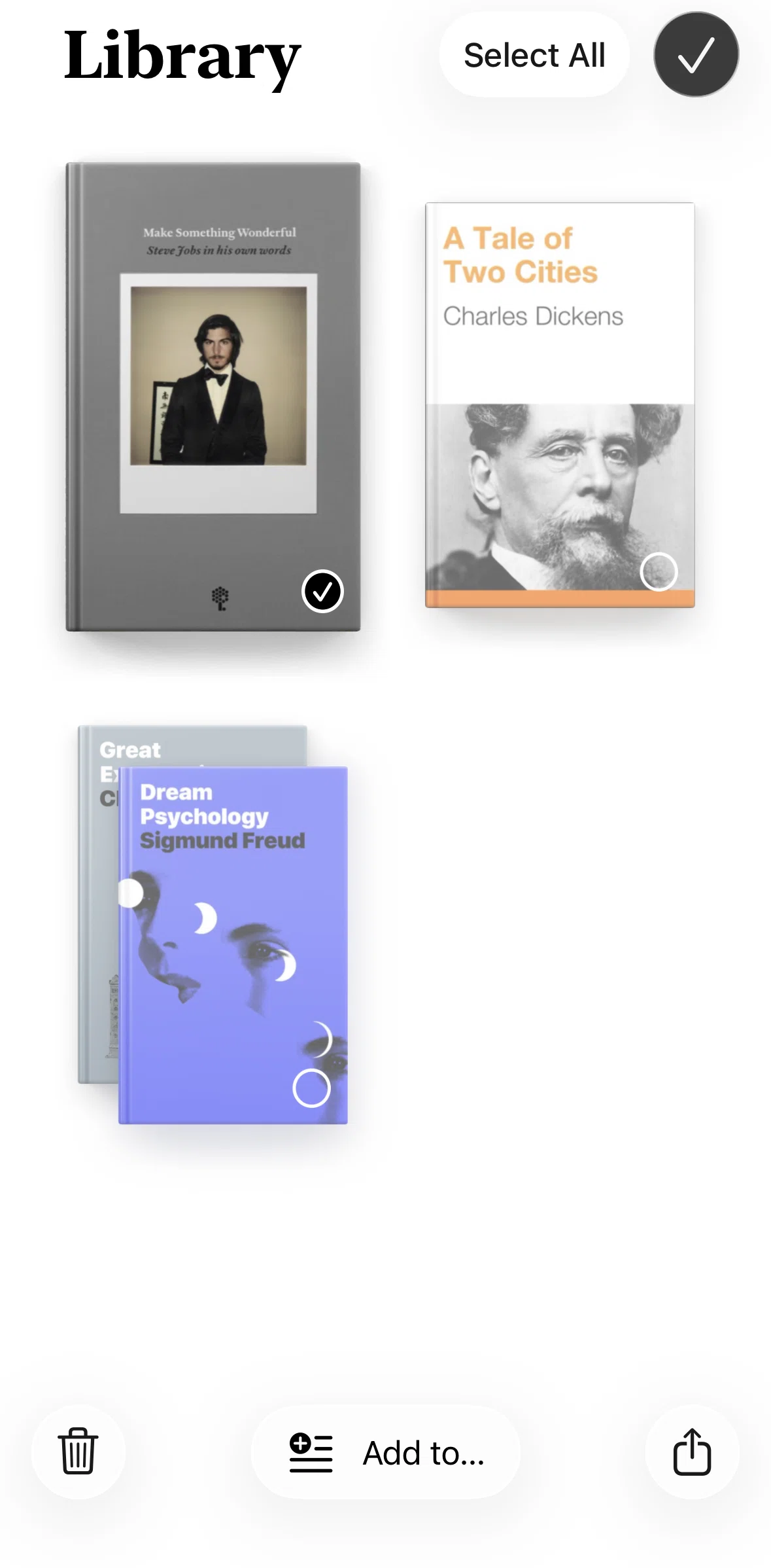 Apple Books Screen screen in the Adding a book to collection flow