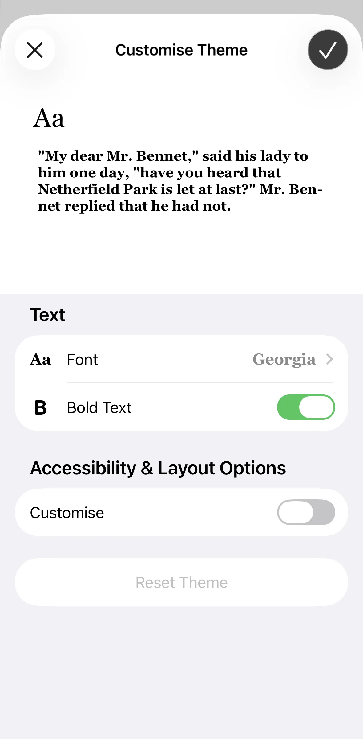Apple Books Screen screen in the Customizing accessibility & layout options flow