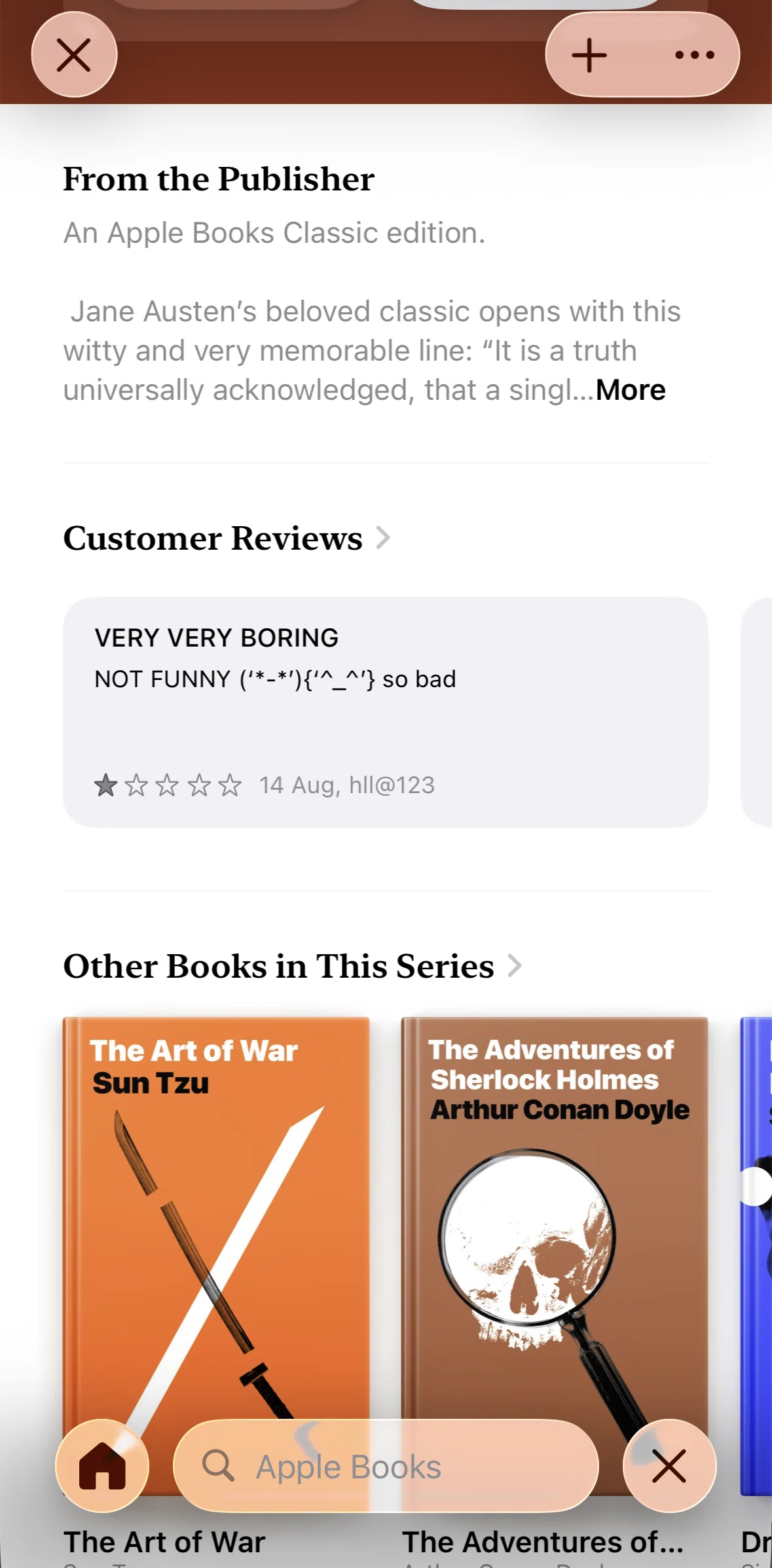 Apple Books Screen screen in the From the publisher flow