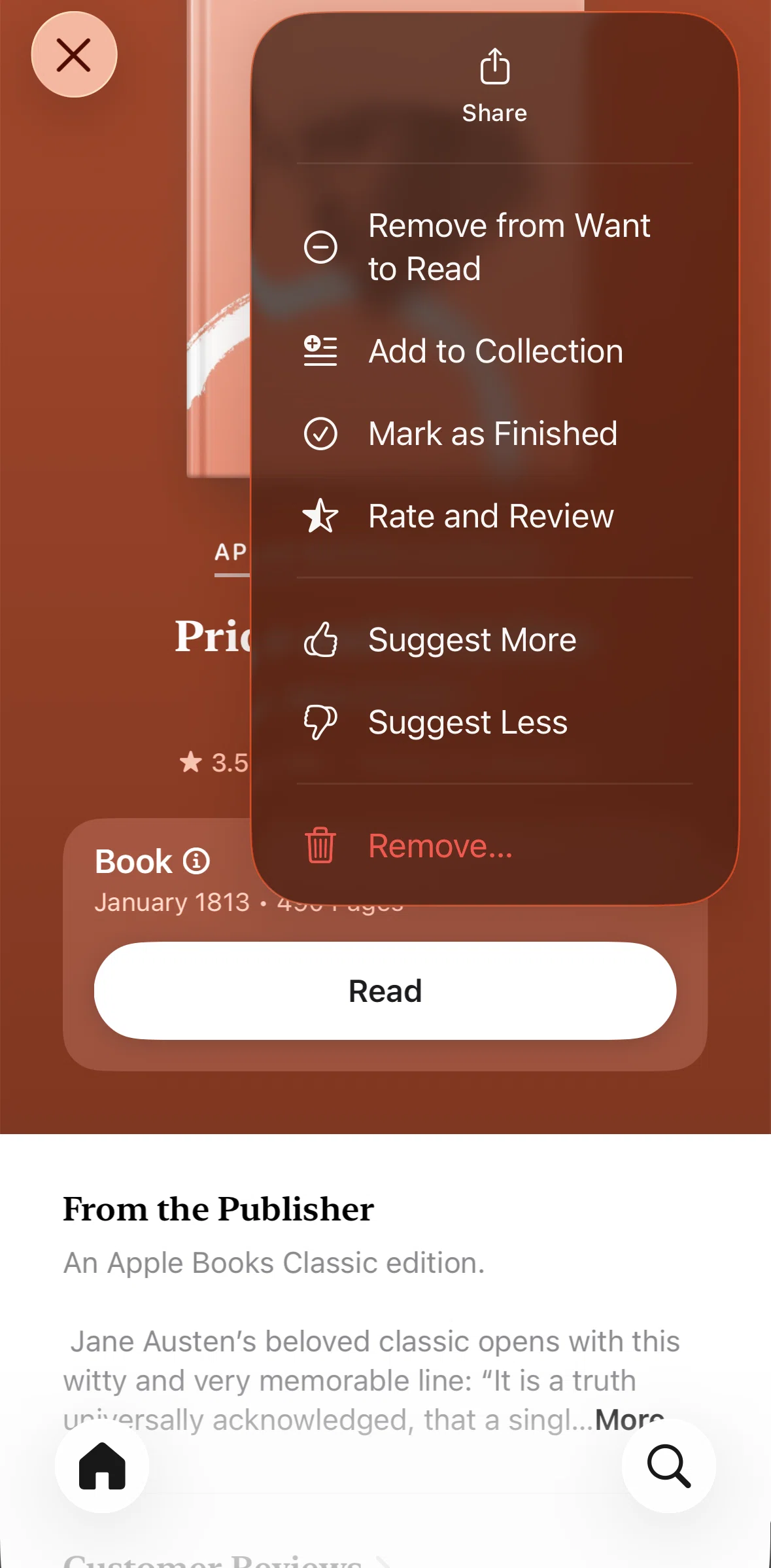 Apple Books Screen screen in the Liking a book flow