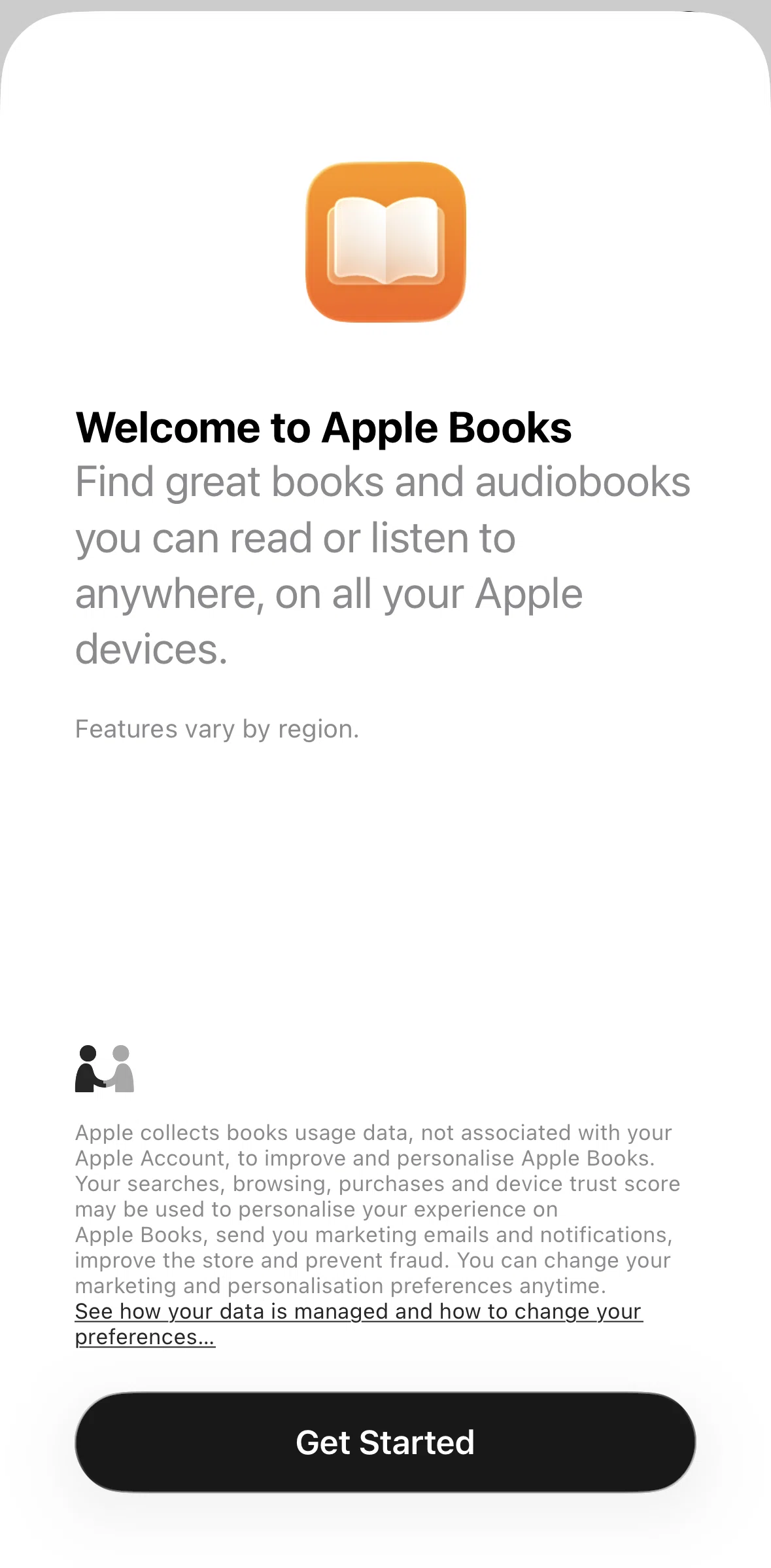 Apple Books Screen screen in the Onboarding flow