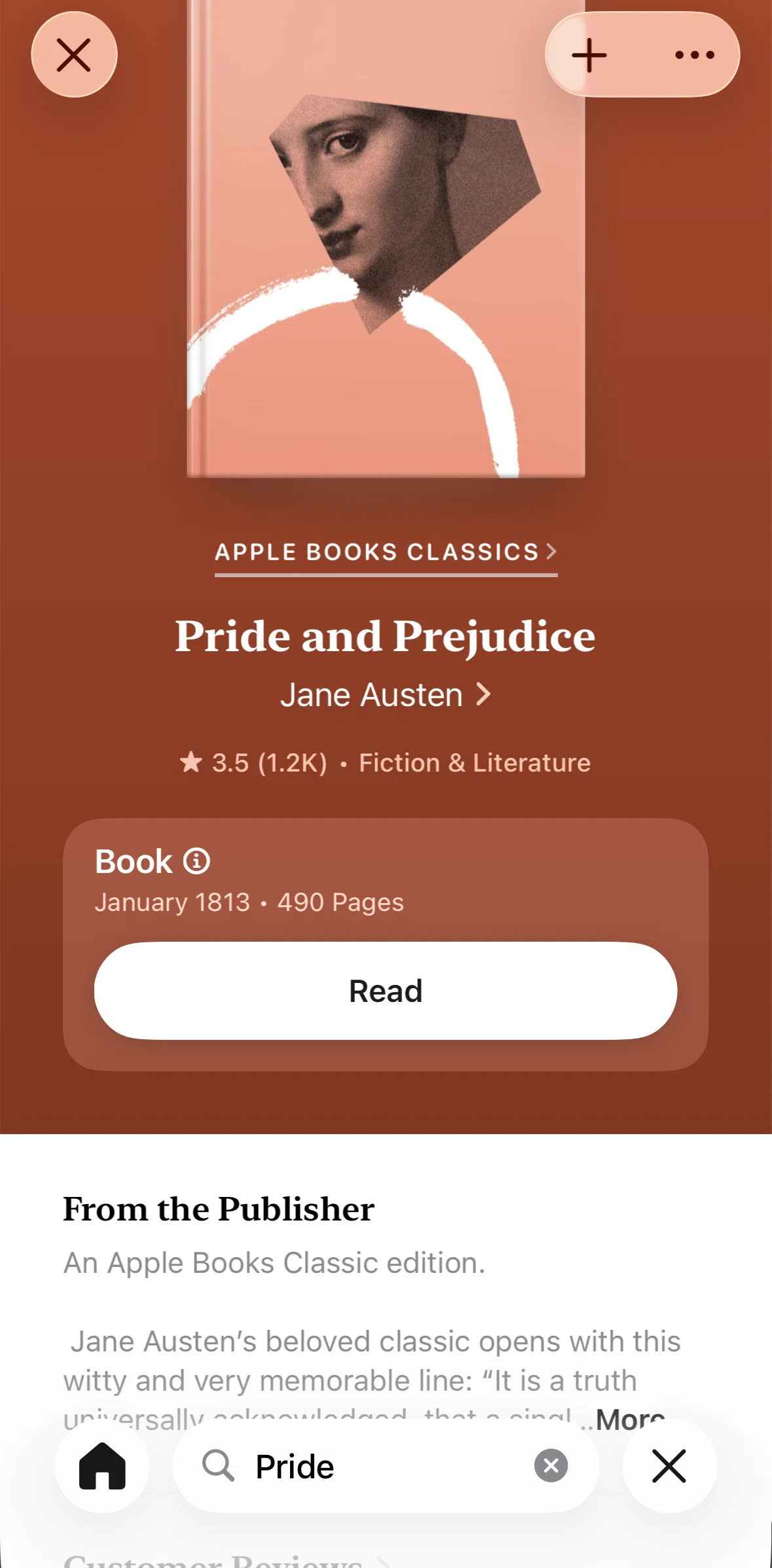 Apple Books Screen screen in the Reading a book flow