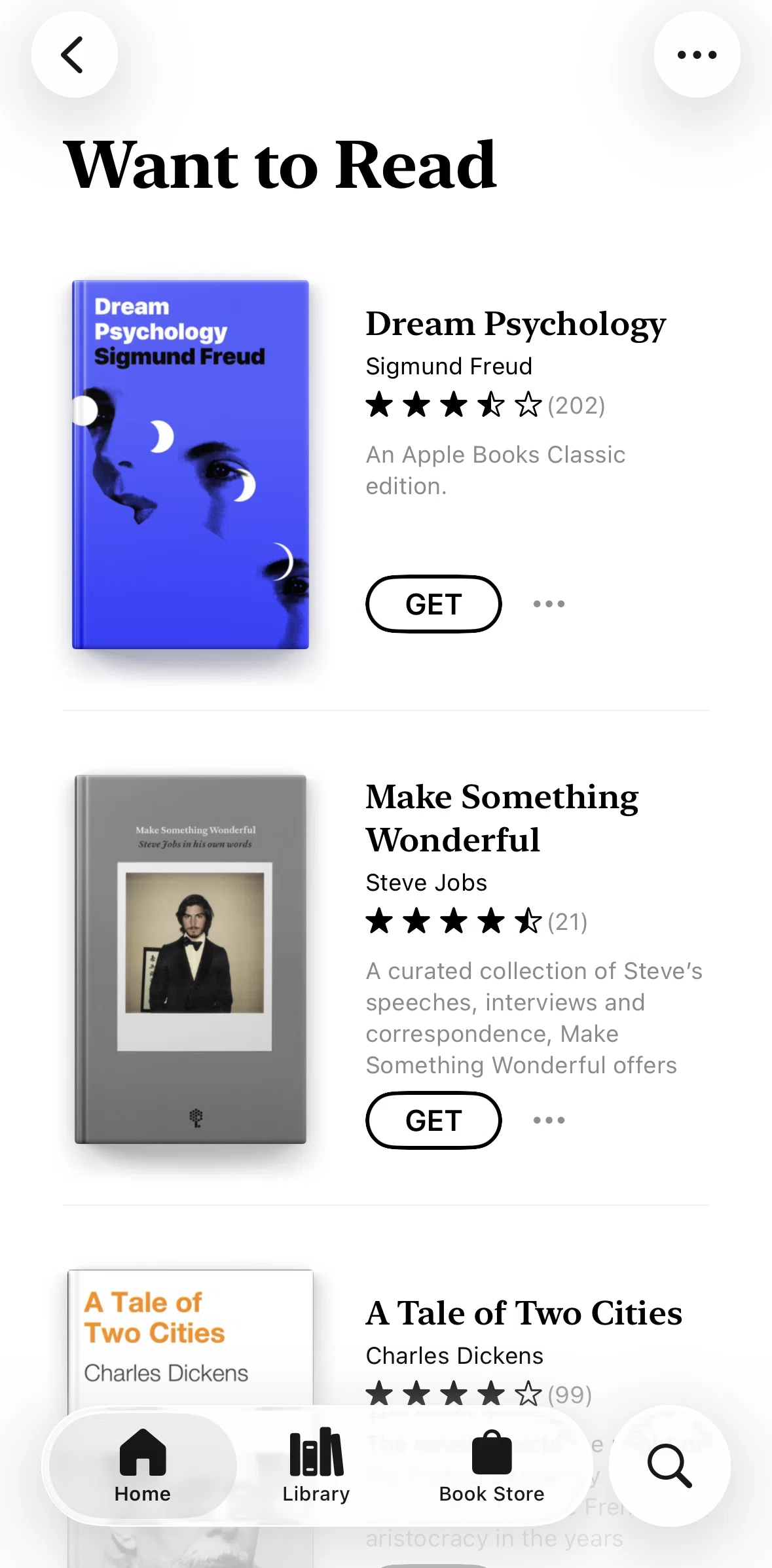 Apple Books Screen screen in the Reordering a collection flow