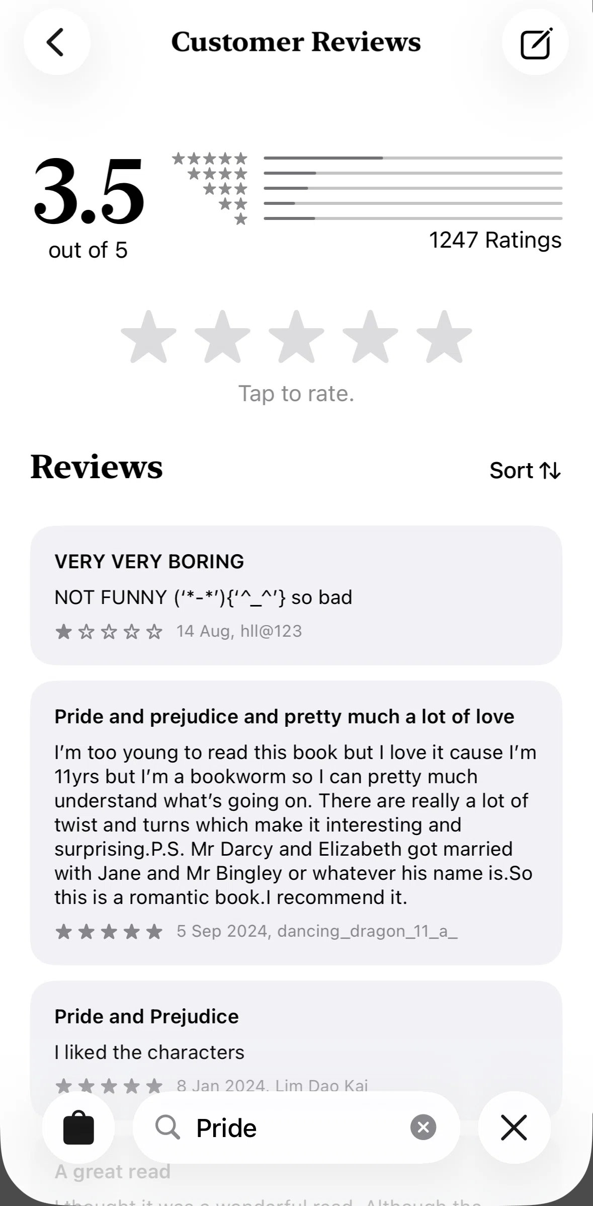 Apple Books Screen screen in the Reviewing a book flow