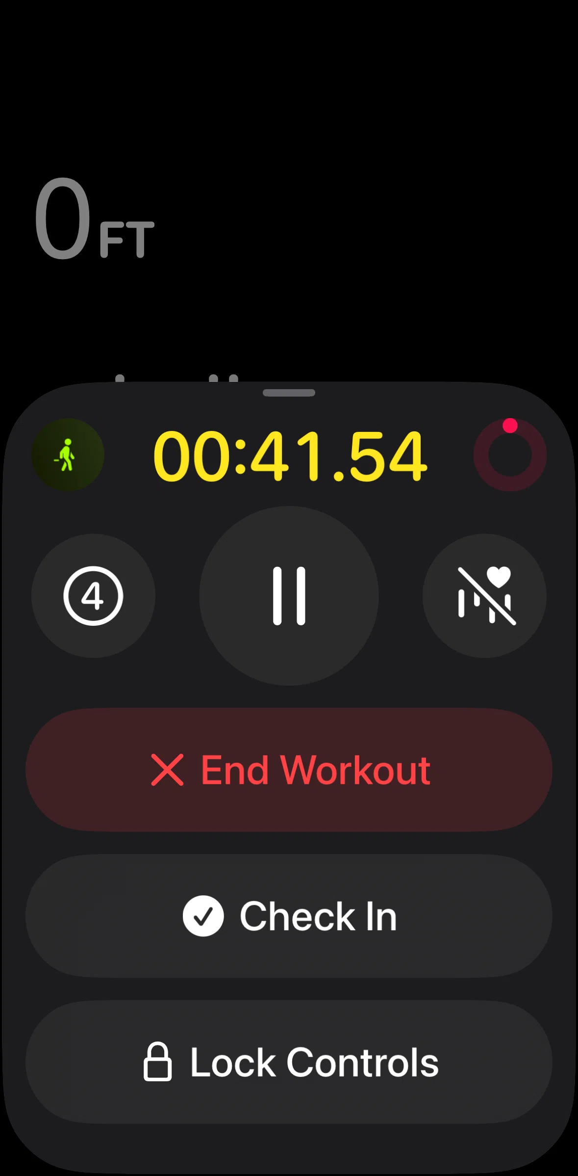Apple Fitness Screen screen in the Completing a workout flow